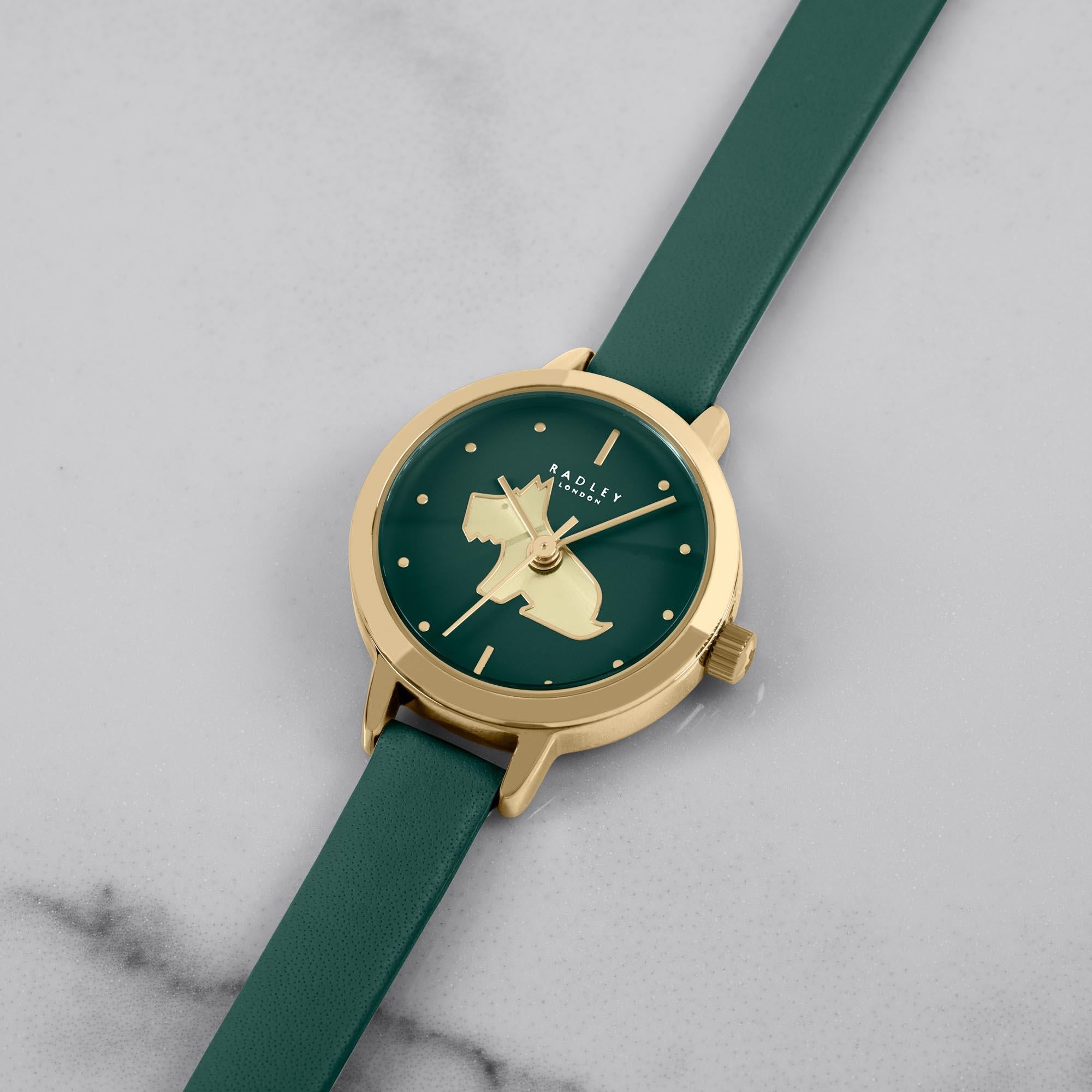 Radley Quartz Green Dial Leather Strap Ladies Watch Necklace Set RY21308A-SET