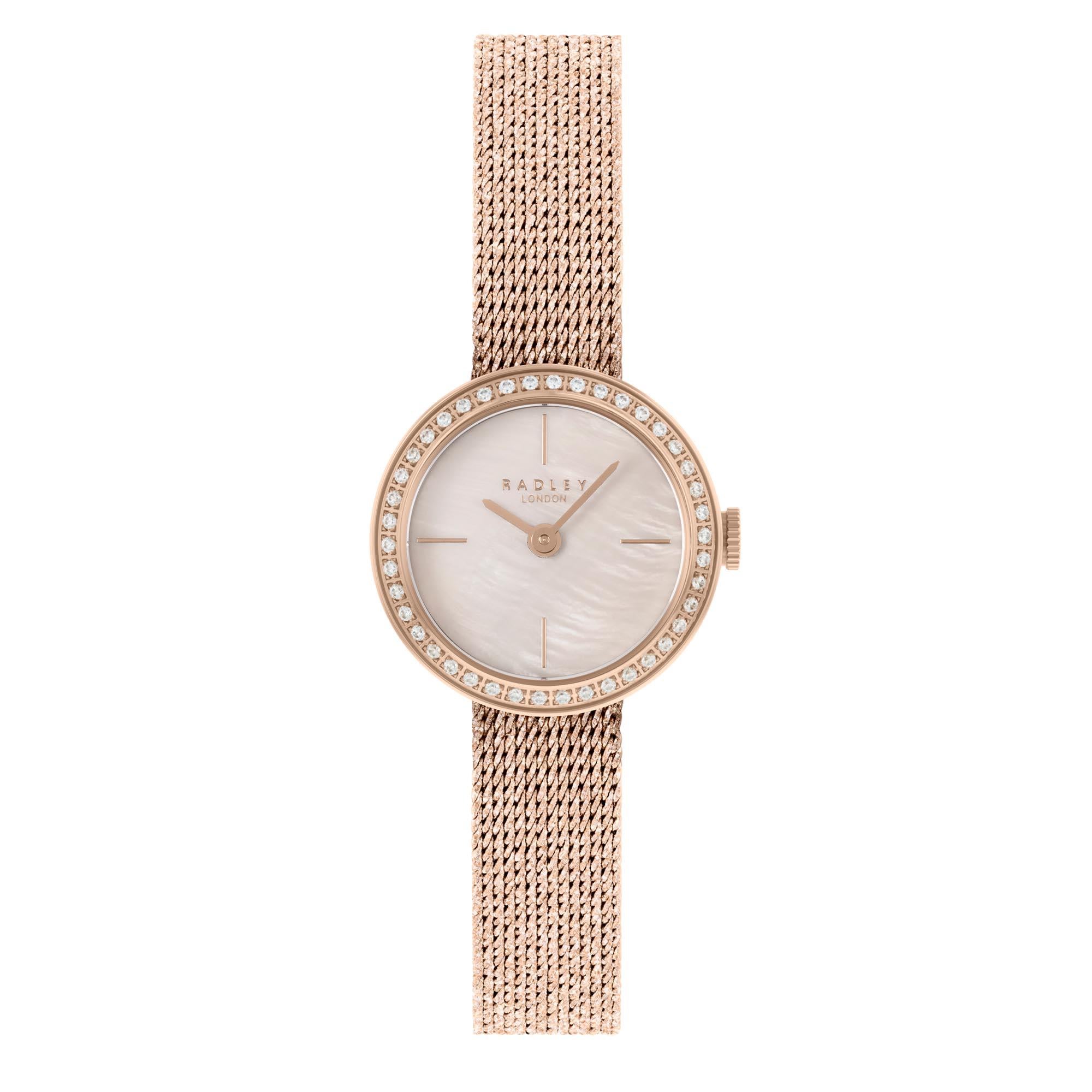 Radley Quartz Pink Dial Gold Milanese Brass Bracelet Ladies Watch RY4570