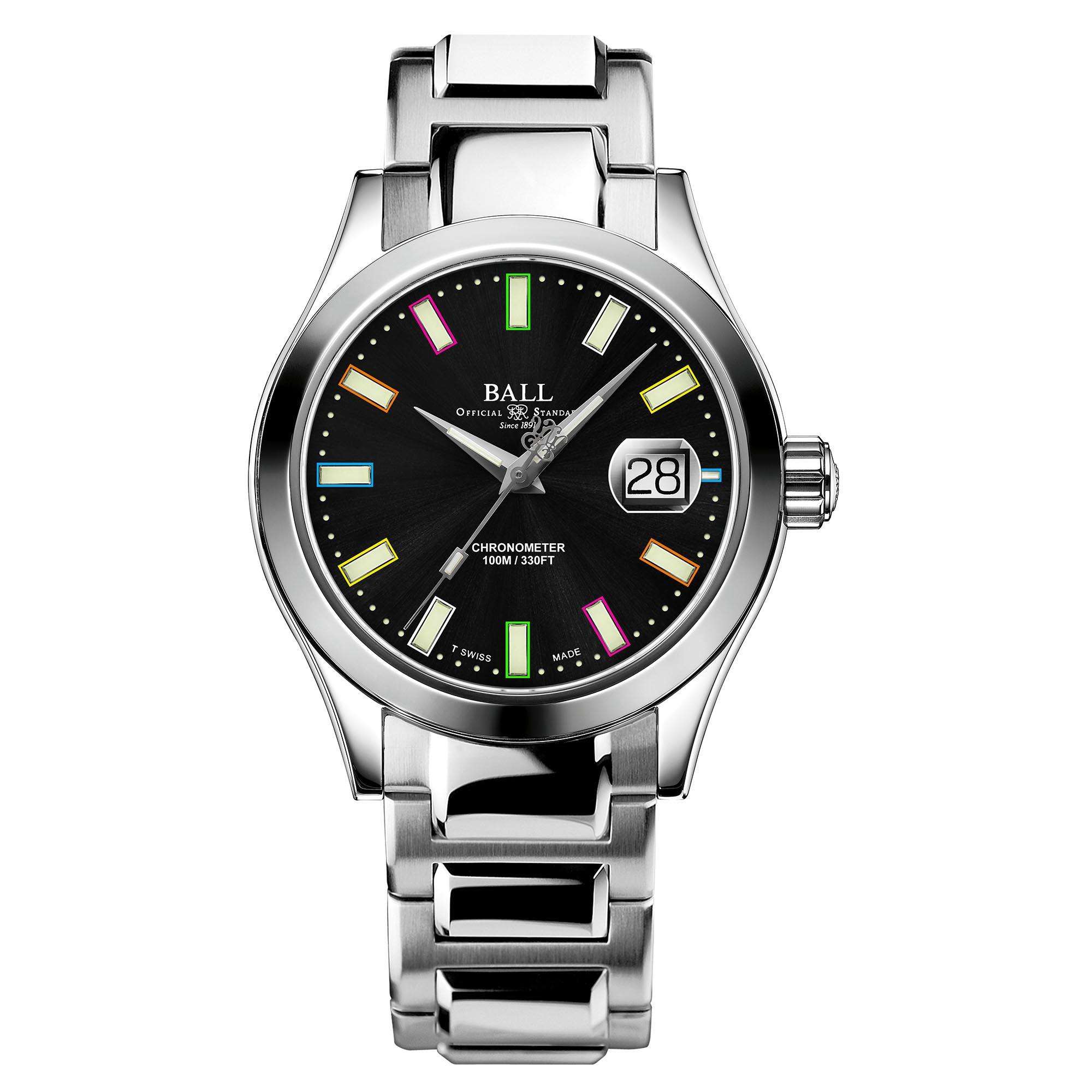 Ball Engineer III Marvelight Chronometer Automatic Black Dial Stainless Steel Bracelet Men's Watch NM9026C-S28C-BK