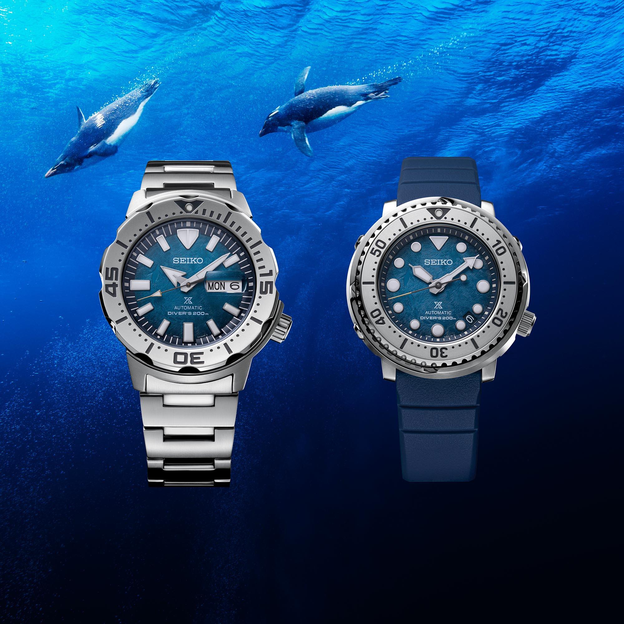 Seiko Prospex Antarctica Monster Save The Ocean Blue Dial Stainless Steel Bracelet Men's Watch SRPH75K1