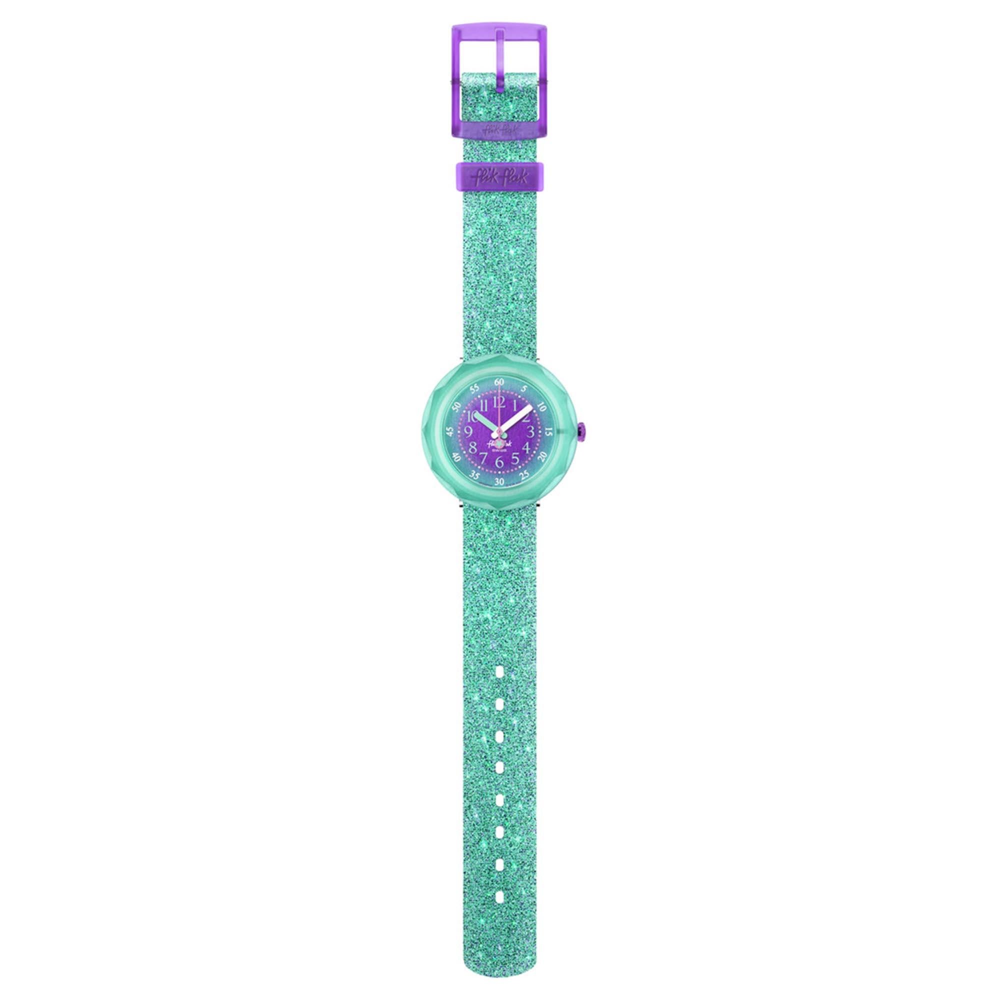 Flik Flak Oceanaxus Quartz Purple Dial Blue Silicone Strap Kids Watch FCSP112