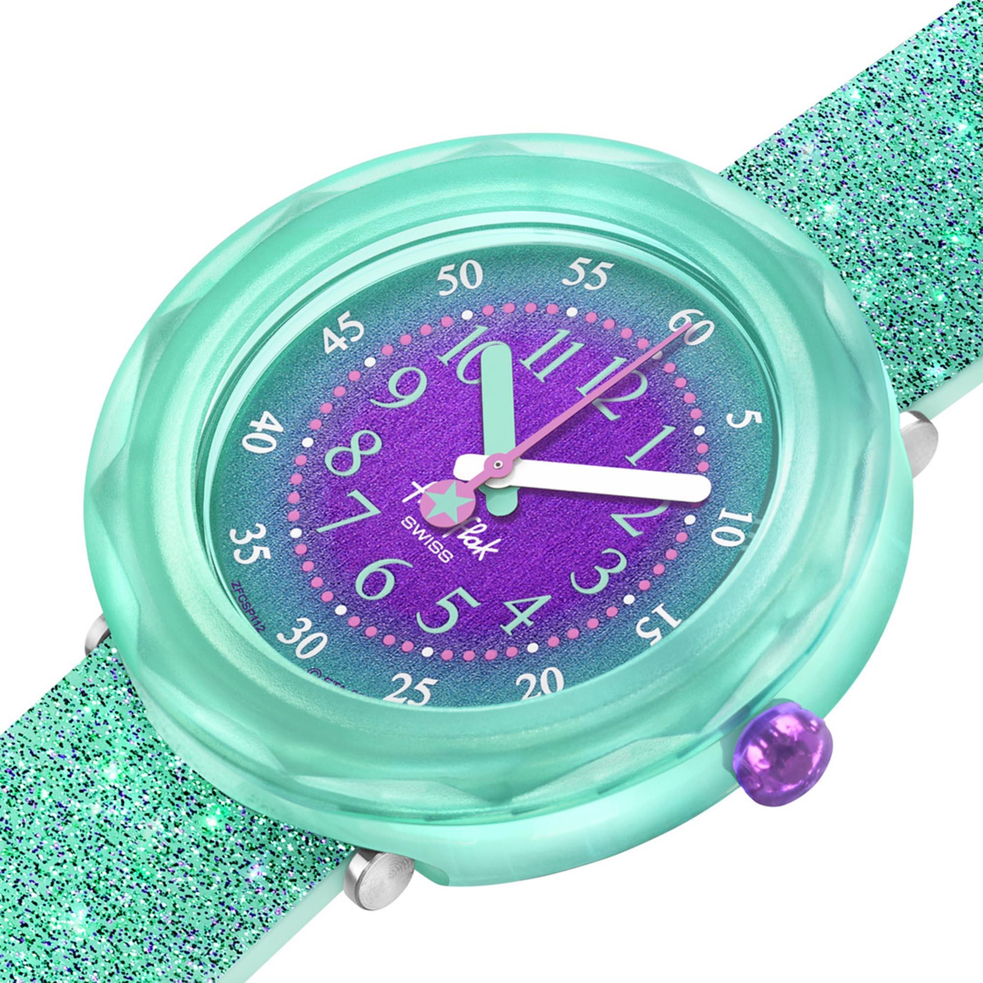 Flik Flak Oceanaxus Quartz Purple Dial Blue Silicone Strap Kids Watch FCSP112