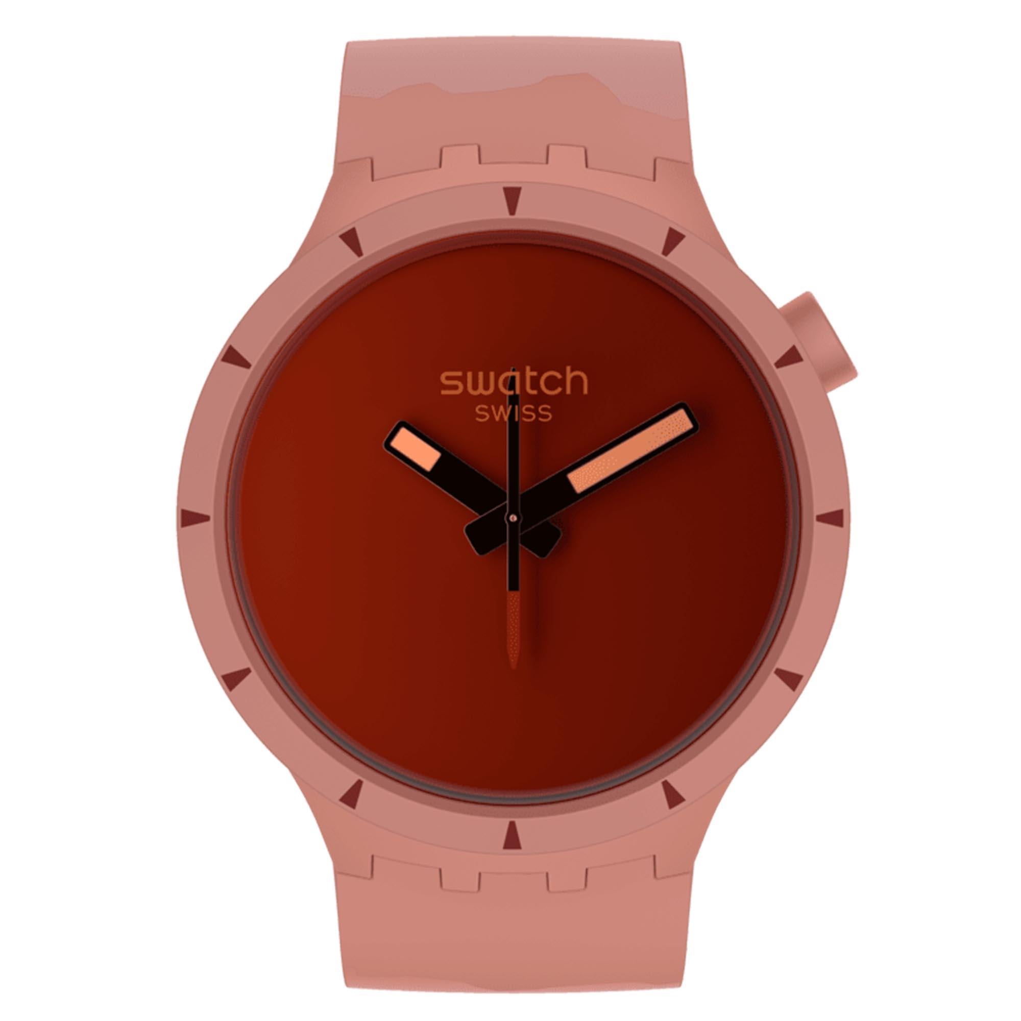 Swatch Big Bold Bioceramic Canyon Quartz Red Dial Silicone Strap Watch SB03R100
