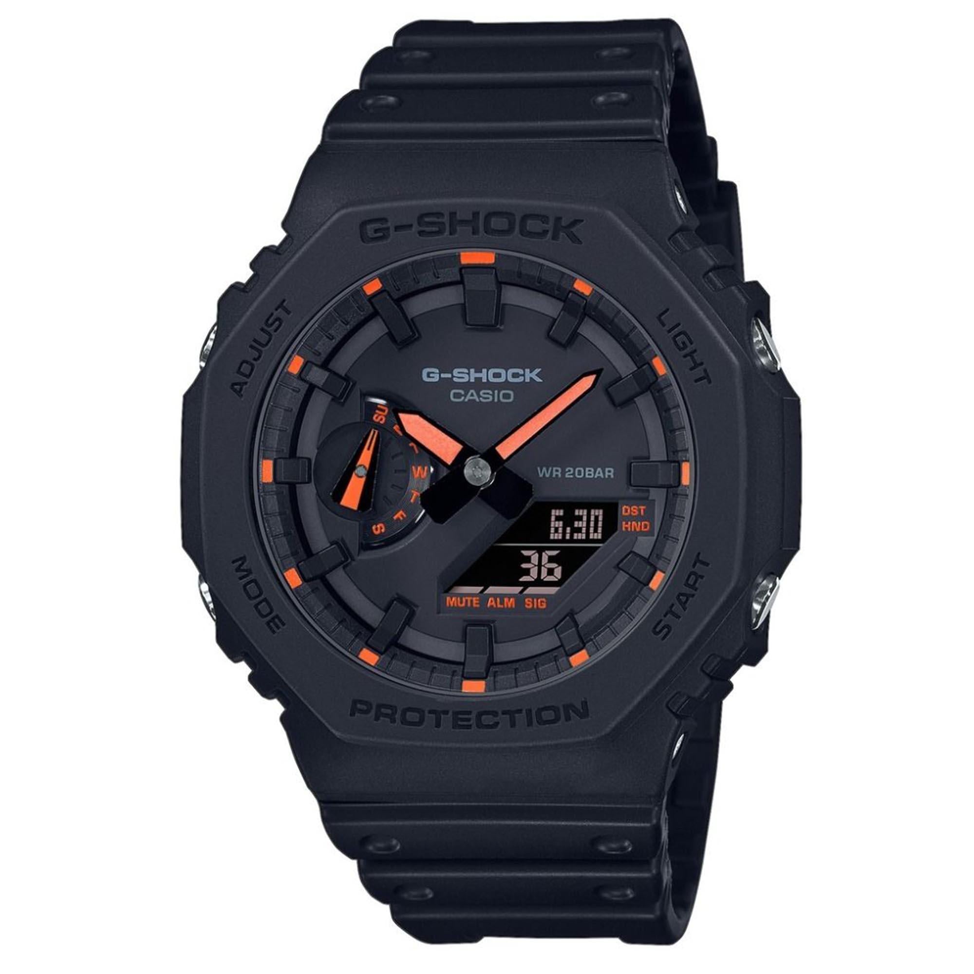 Casio G-Shock Octagon Series ‘CasiOak’ Quartz Grey Dial Grey Silicone Strap Mens Watch GA-2100-1A4ER