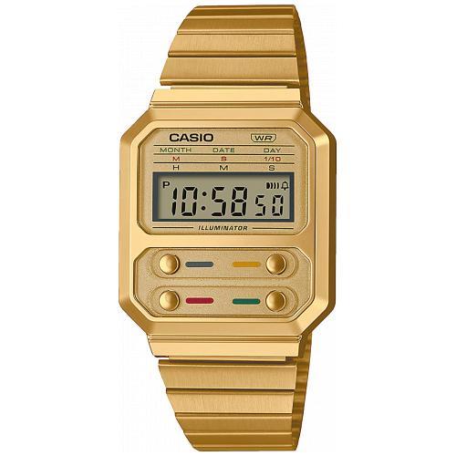 Casio Collection Vintage Gold PVD Steel Bracelet Mens/Unisex Watch A100WEG-9AEF