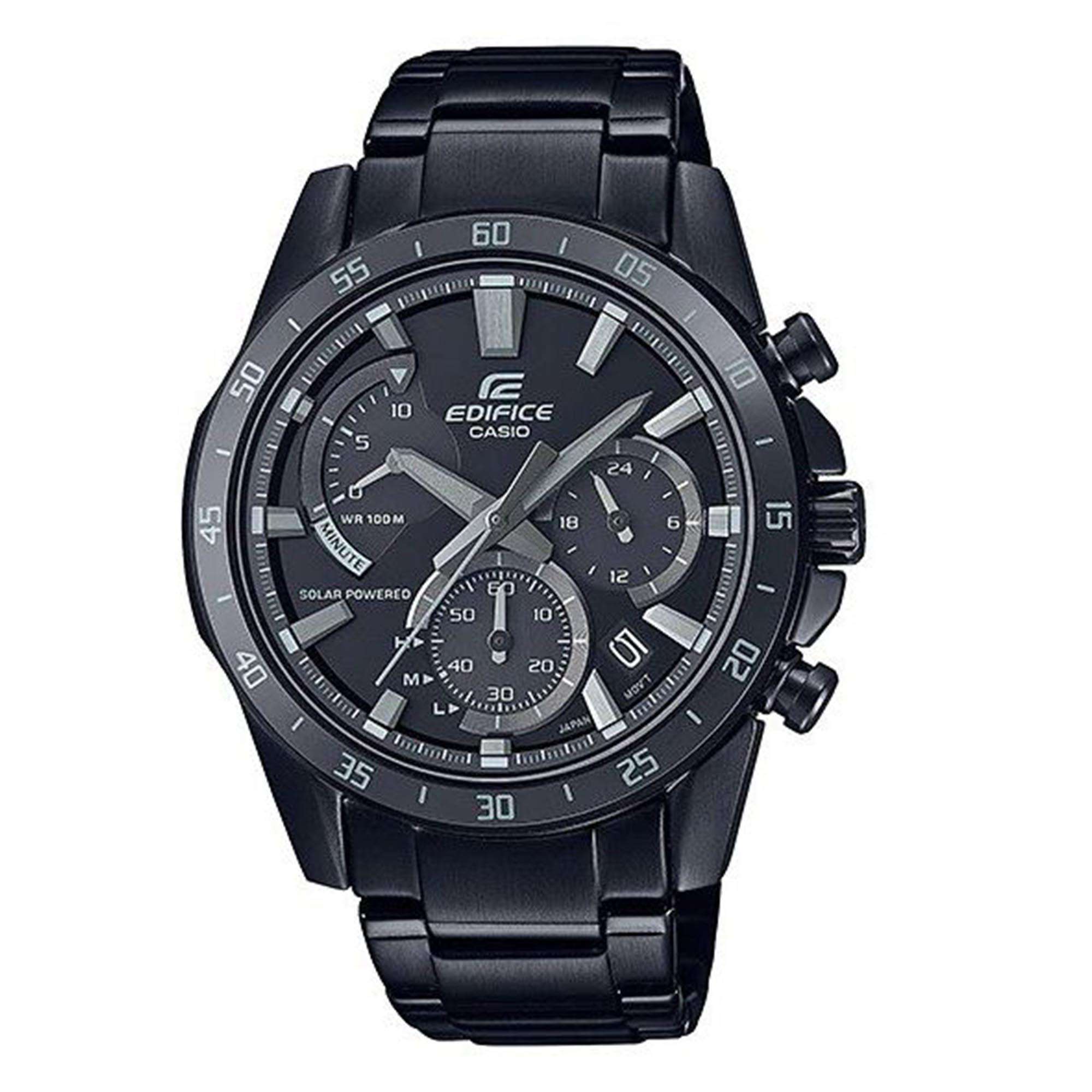 Casio Edifice Solar Quartz Black Dial Black Stainless Steel Bracelet Men’s Watch EQS-930MDC-1AVUEF