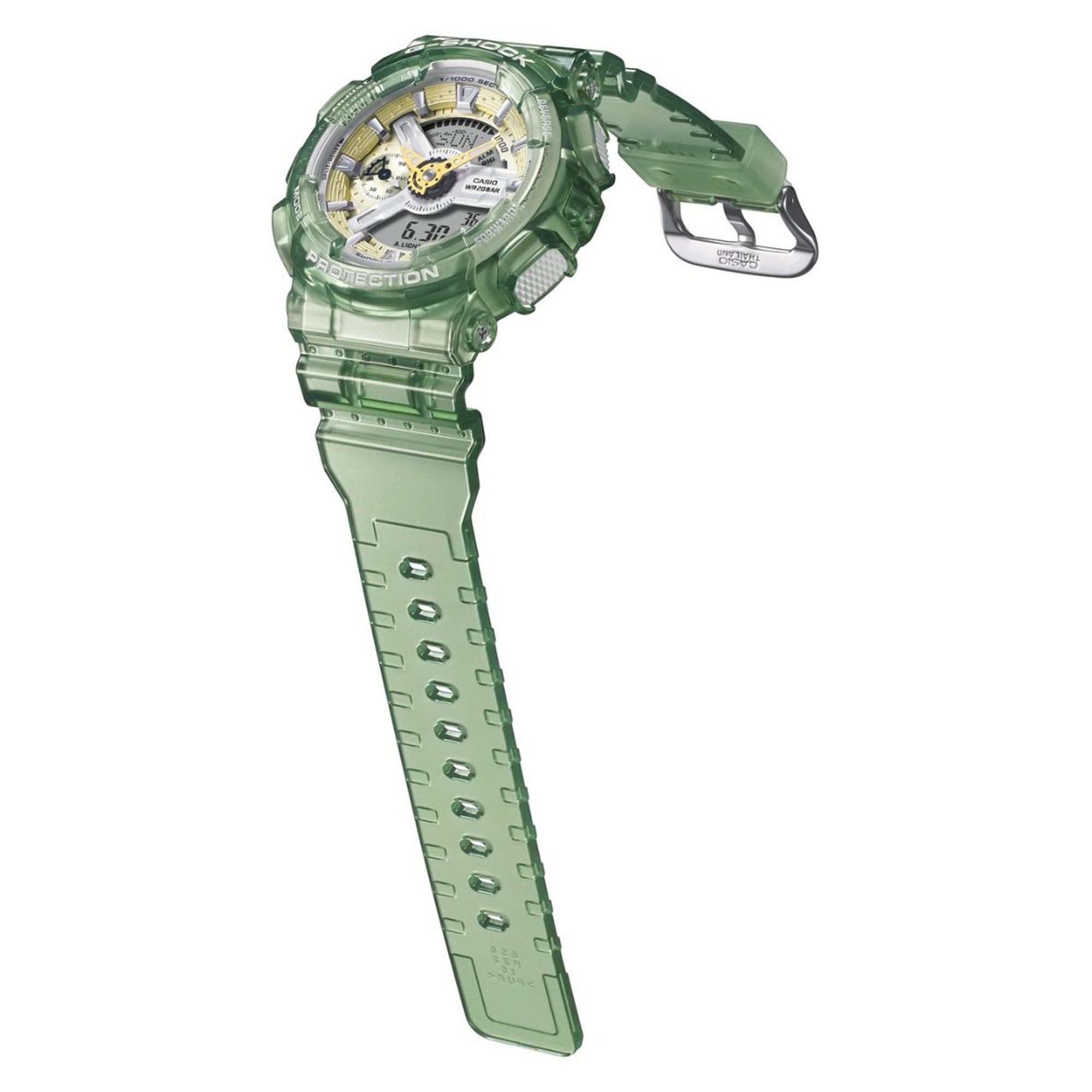 Casio G-Shock Quartz Green Dial Green Silicone Strap Watch GMA-S110GS-3AER