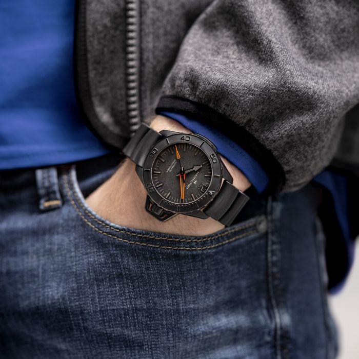 Hamilton Khaki Navy Frogman Automatic Black Dial Black Rubber Strap Men's Watch H77845330