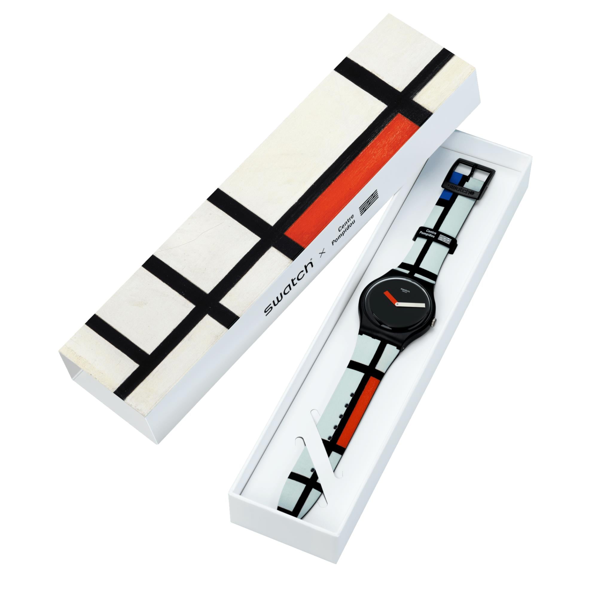 Original Pompidou Red, Blue and White by Piet Mondrian Quartz Watch SUOZ344