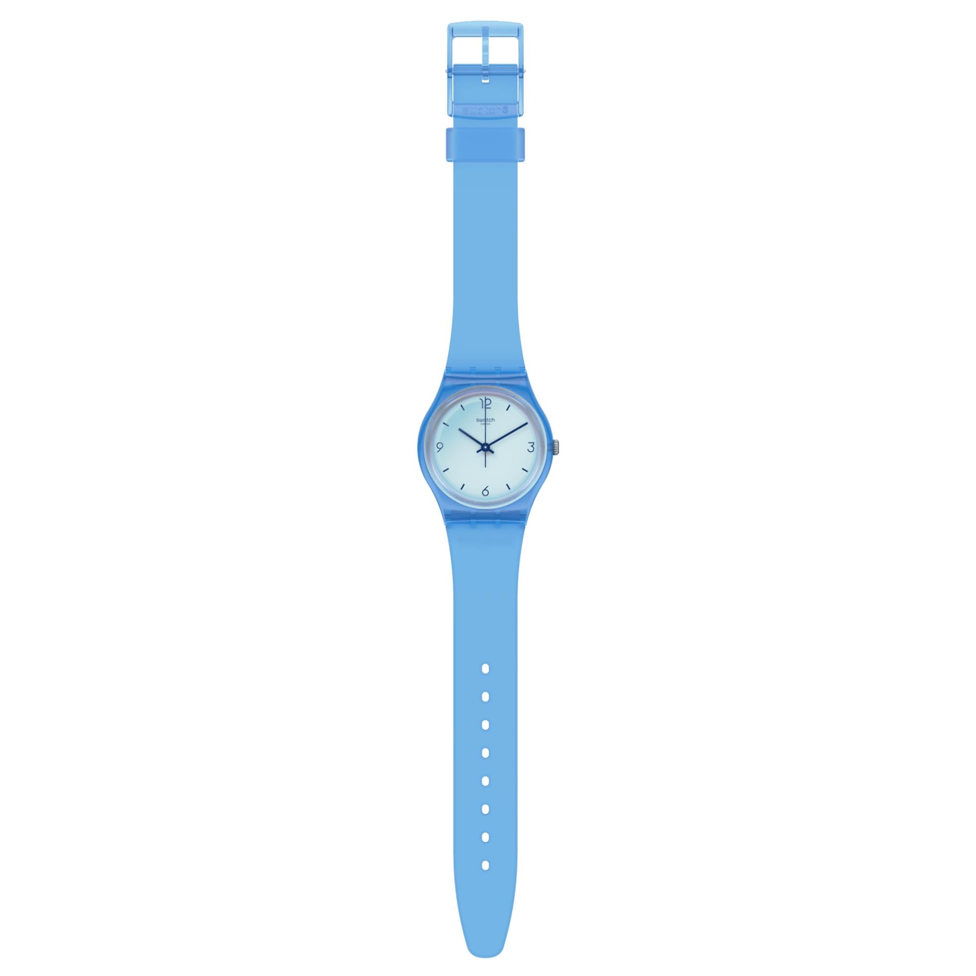 Swatch Gent Swan Ocean Quartz Blue Dial Blue Transparent Silicone Strap Unisex Watch GS165