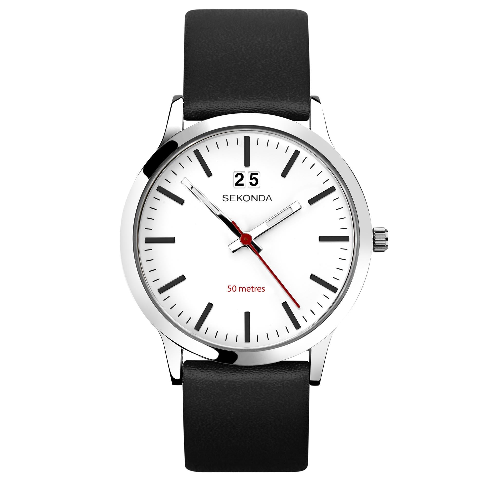 Sekonda Classic Quartz White Dial Black Strap Unisex Watch 1939