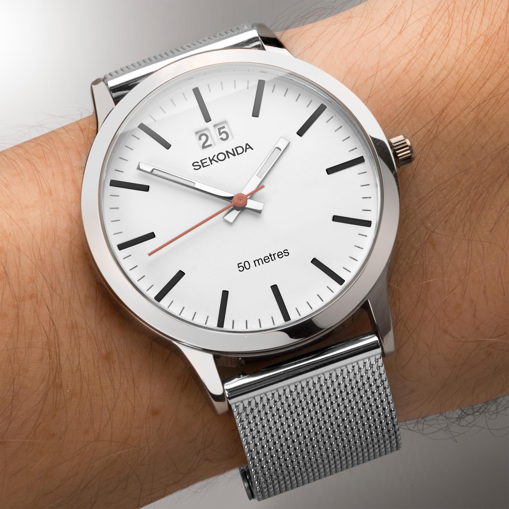 Sekonda Classic Quartz White Dial Milanese Bracelet Men's Watch 1940