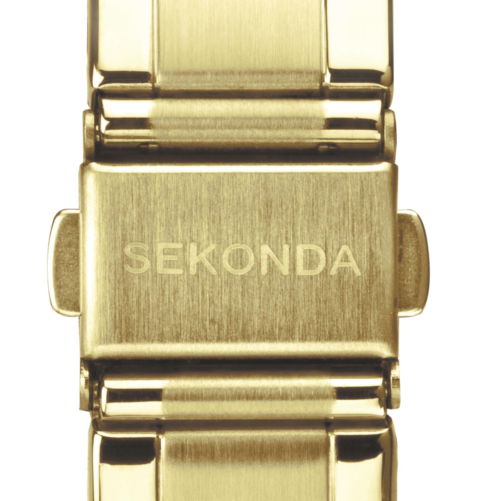 Sekonda Classic Colour Pop Quartz Champagne Dial Gold PVD Stainless Steel Bracelet Ladies Watch 40428
