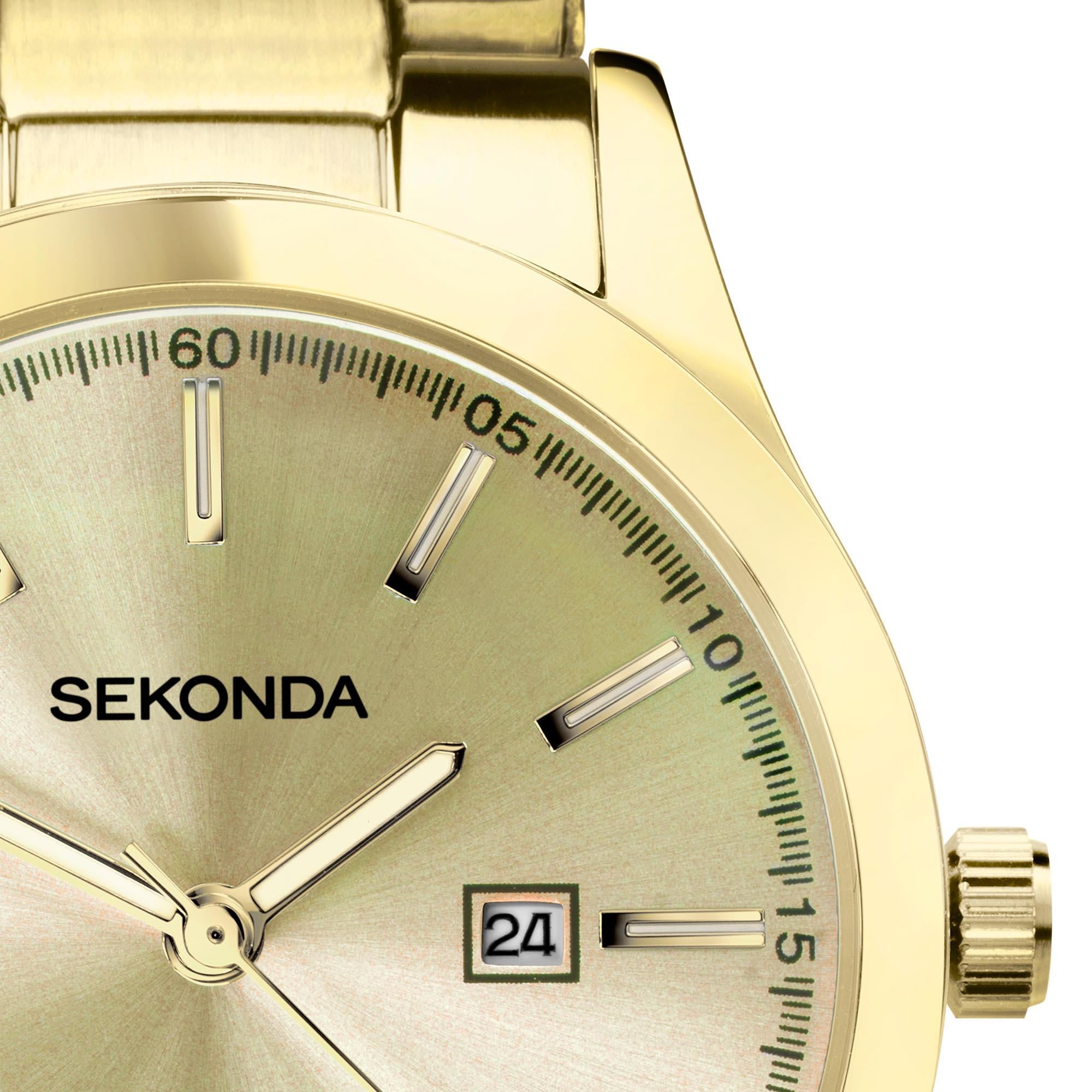 Sekonda Classic Colour Pop Quartz Champagne Dial Gold PVD Stainless Steel Bracelet Ladies Watch 40428