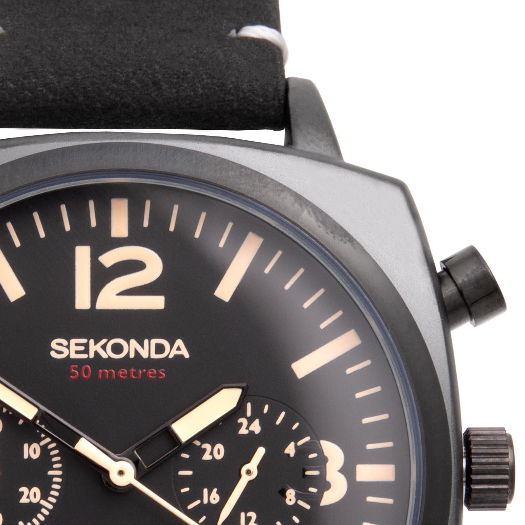 Sekonda Airborne Quartz Black Dial Black Strap Men's Watch 1991
