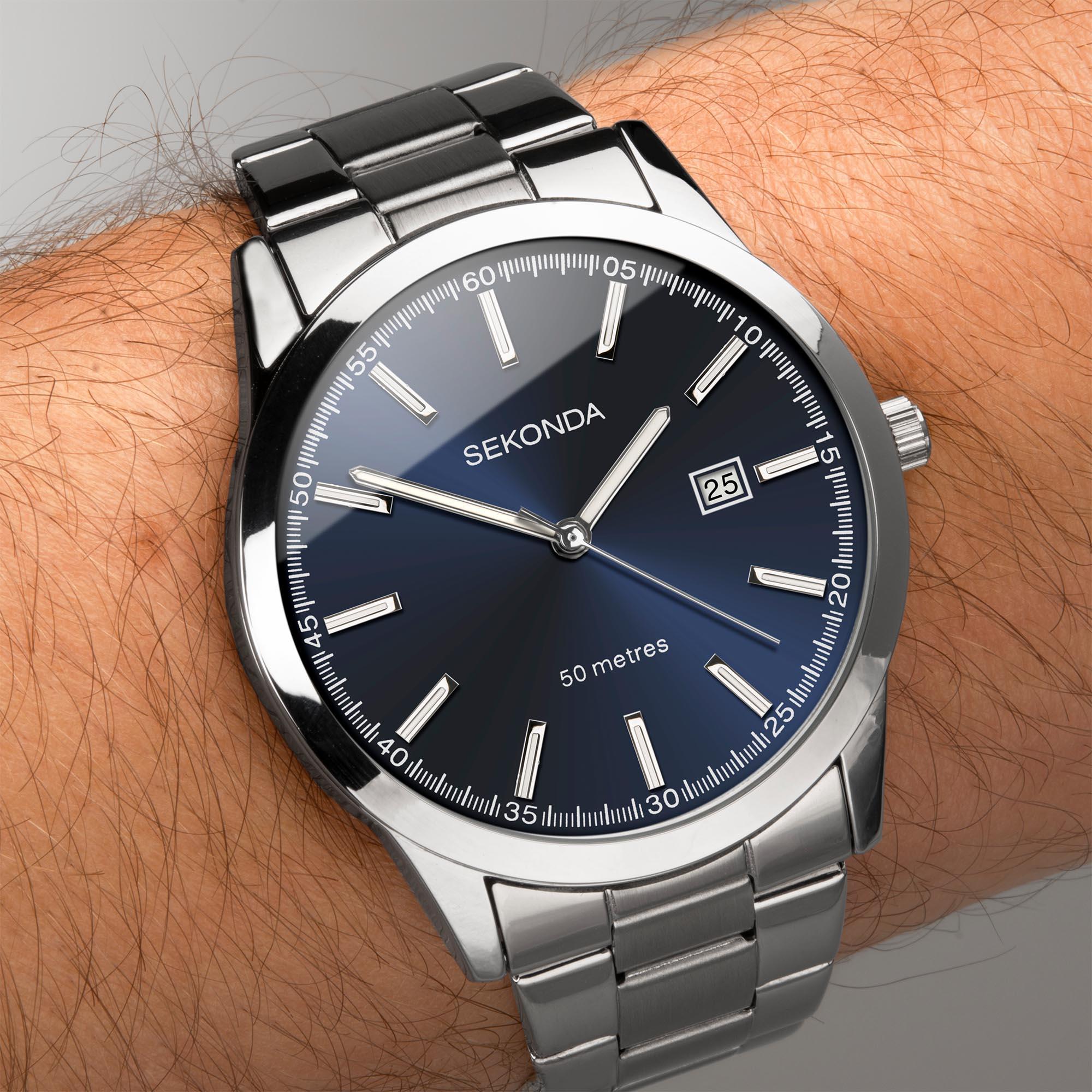 Sekonda Classic Quartz Blue Dial Stainless Steel Bracelet Men's Watch 1943