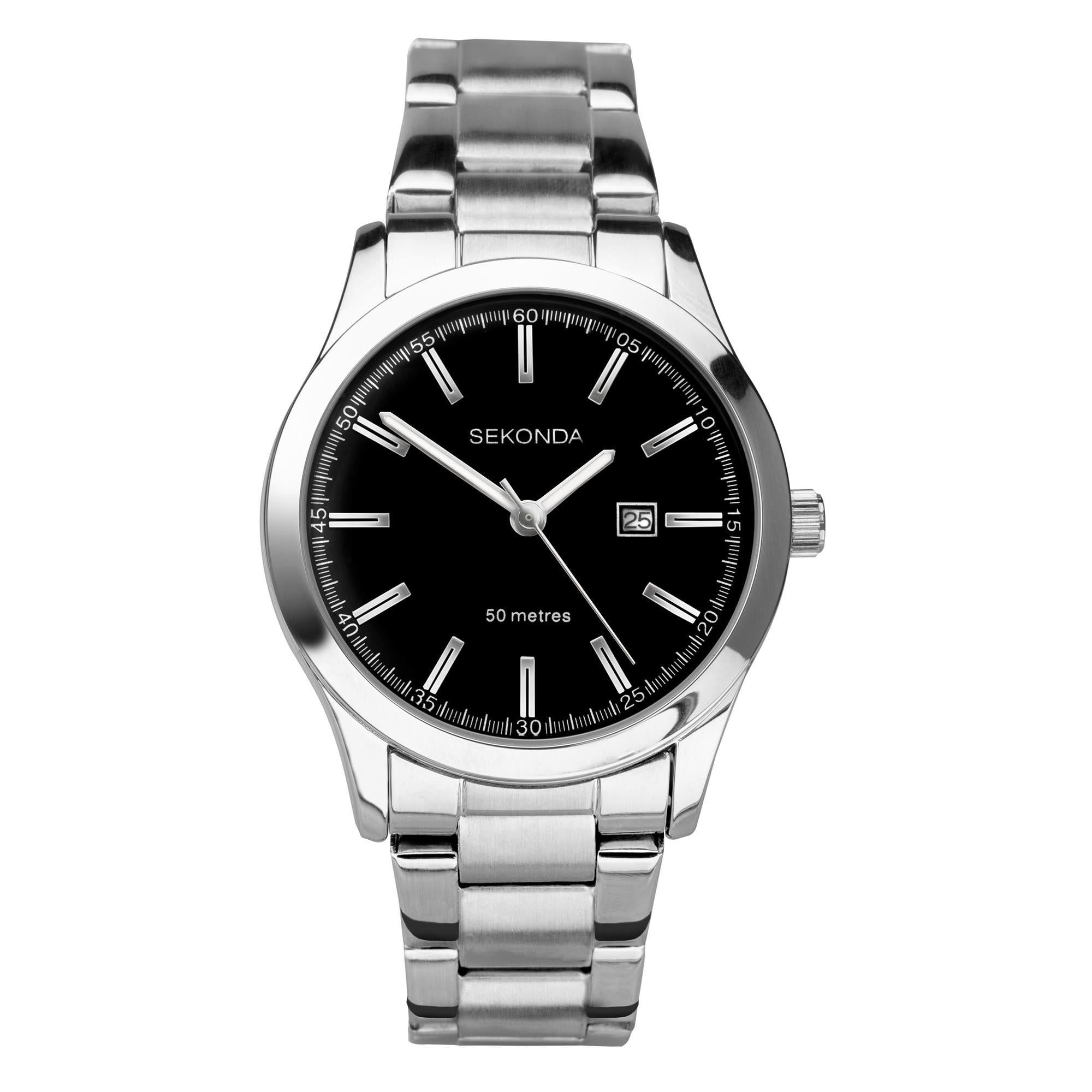 Sekonda ColourPop Quartz Black Dial Stainless Steel Bracelet Ladies Watch 40364