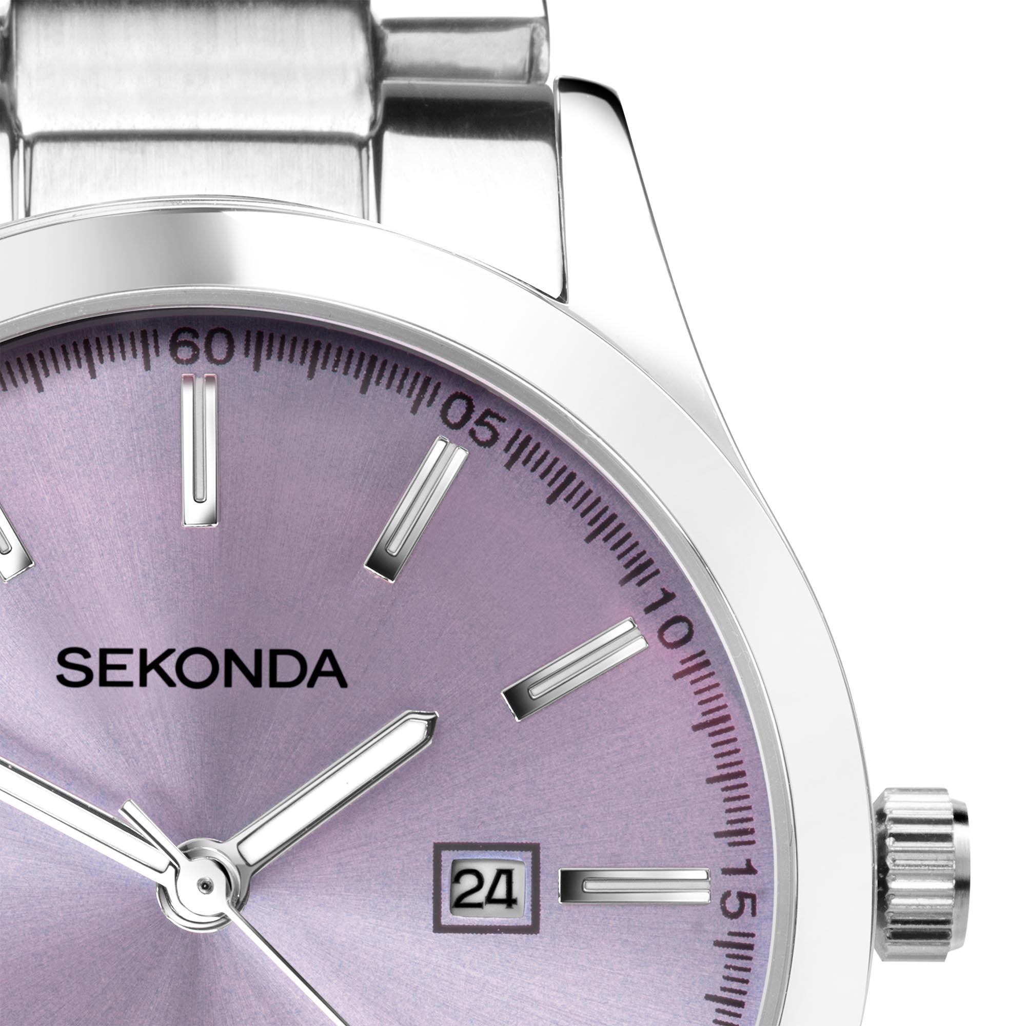 Sekonda ColourPop Quartz Purple Dial Stainless Steel Bracelet Ladies Watch 40400