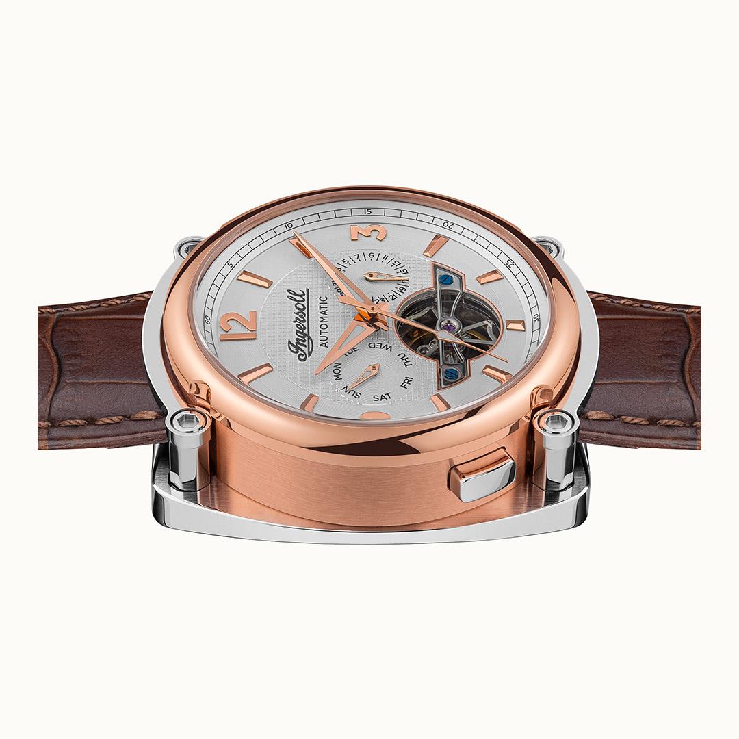 Ingersoll The Michigan Automatic White Dial Brown Leather Strap Men's Watch I01103B