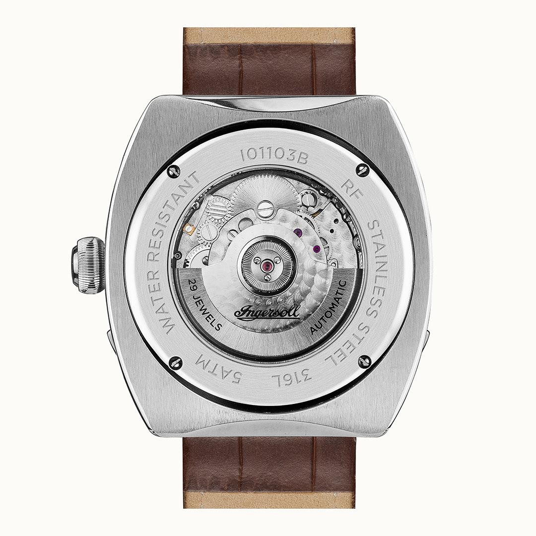 Ingersoll The Michigan Automatic White Dial Brown Leather Strap Men's Watch I01103B