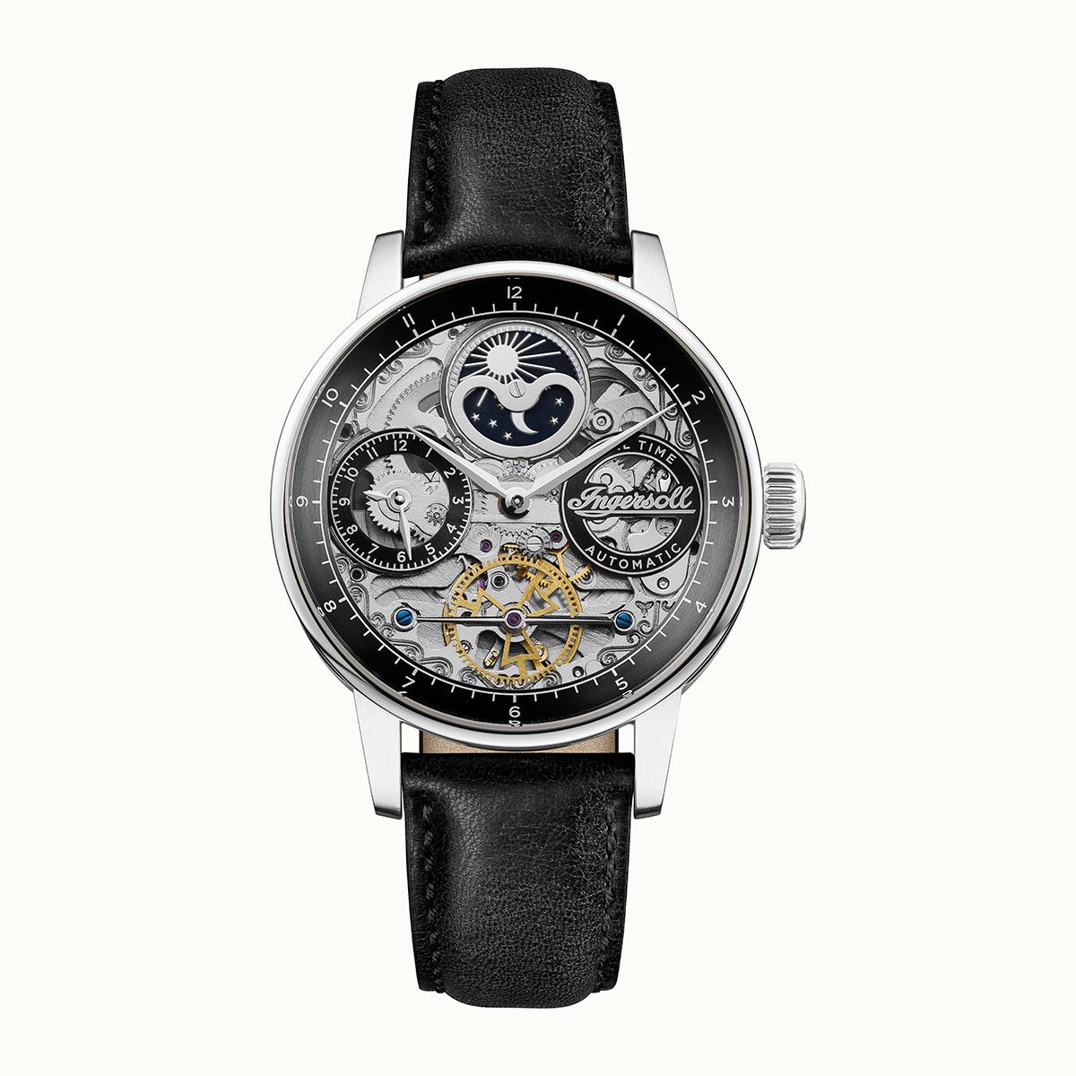 Ingersoll The Jazz Automatic Black Dial Black Leather Strap Men's Watch I07701