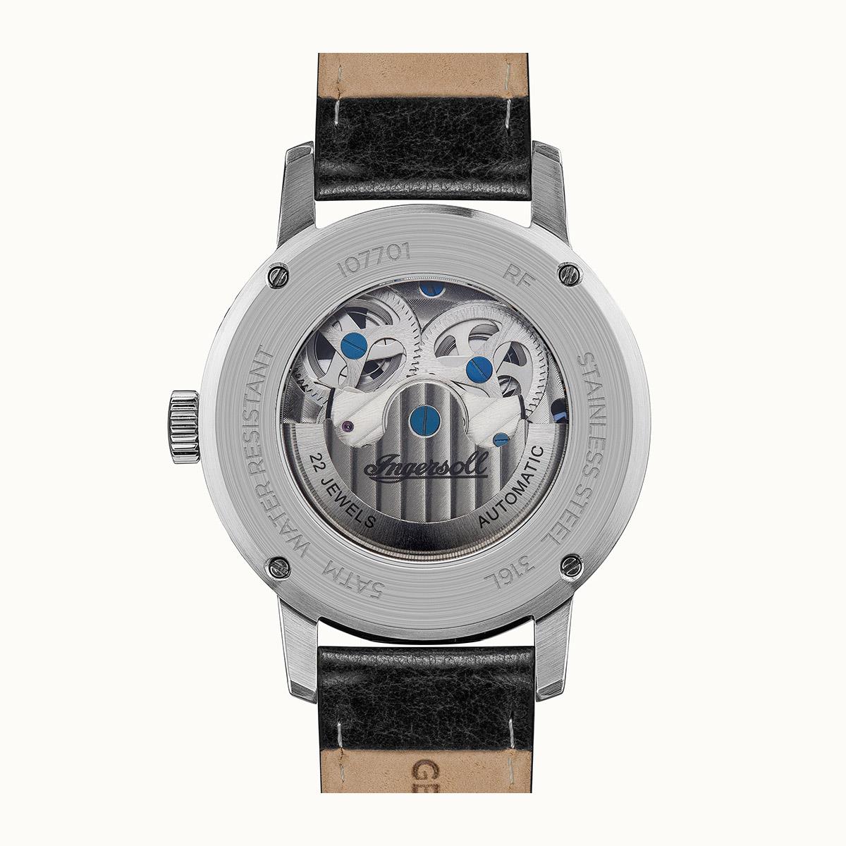 Ingersoll The Jazz Automatic Black Dial Black Leather Strap Men's Watch I07701