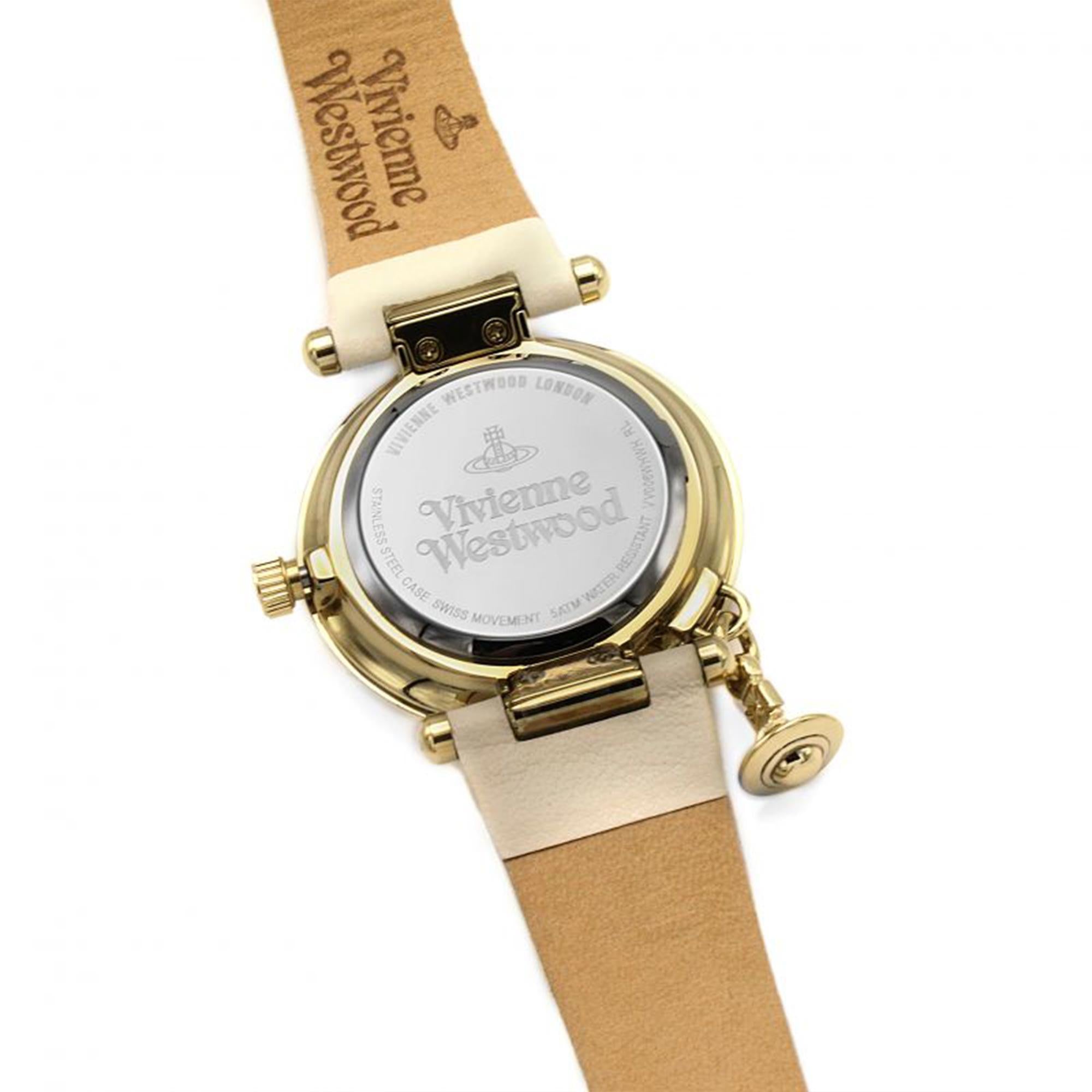 Vivienne Westwood Orb Quartz Cream Dial Leather Strap Ladies Watch VV006WHWH