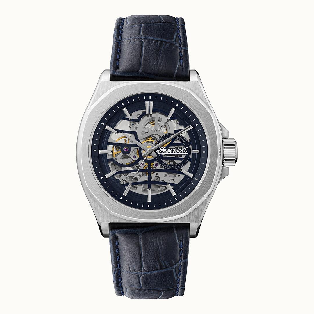 Ingersol The Orville Automatic Navy Blue Leather Strap Blue Dial Men's Watch I09306