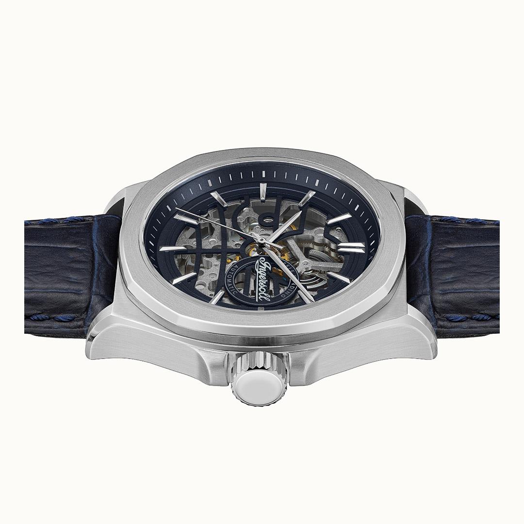 Ingersol The Orville Automatic Navy Blue Leather Strap Blue Dial Men's Watch I09306