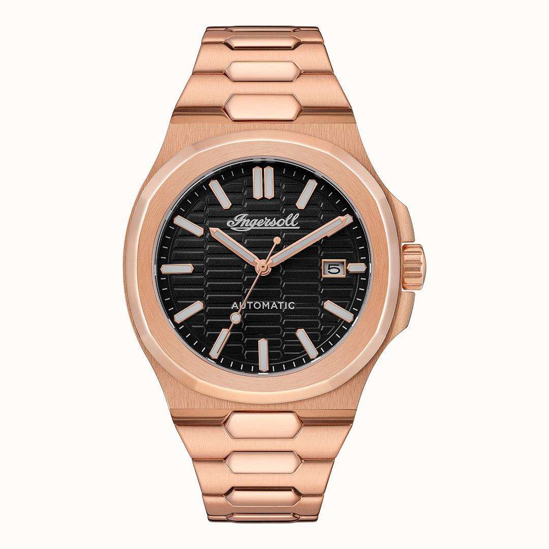 Ingersoll  The Catalina  Automatic Black Dial Rose Gold Stainless Steel Bracelet Men's Watch I11802