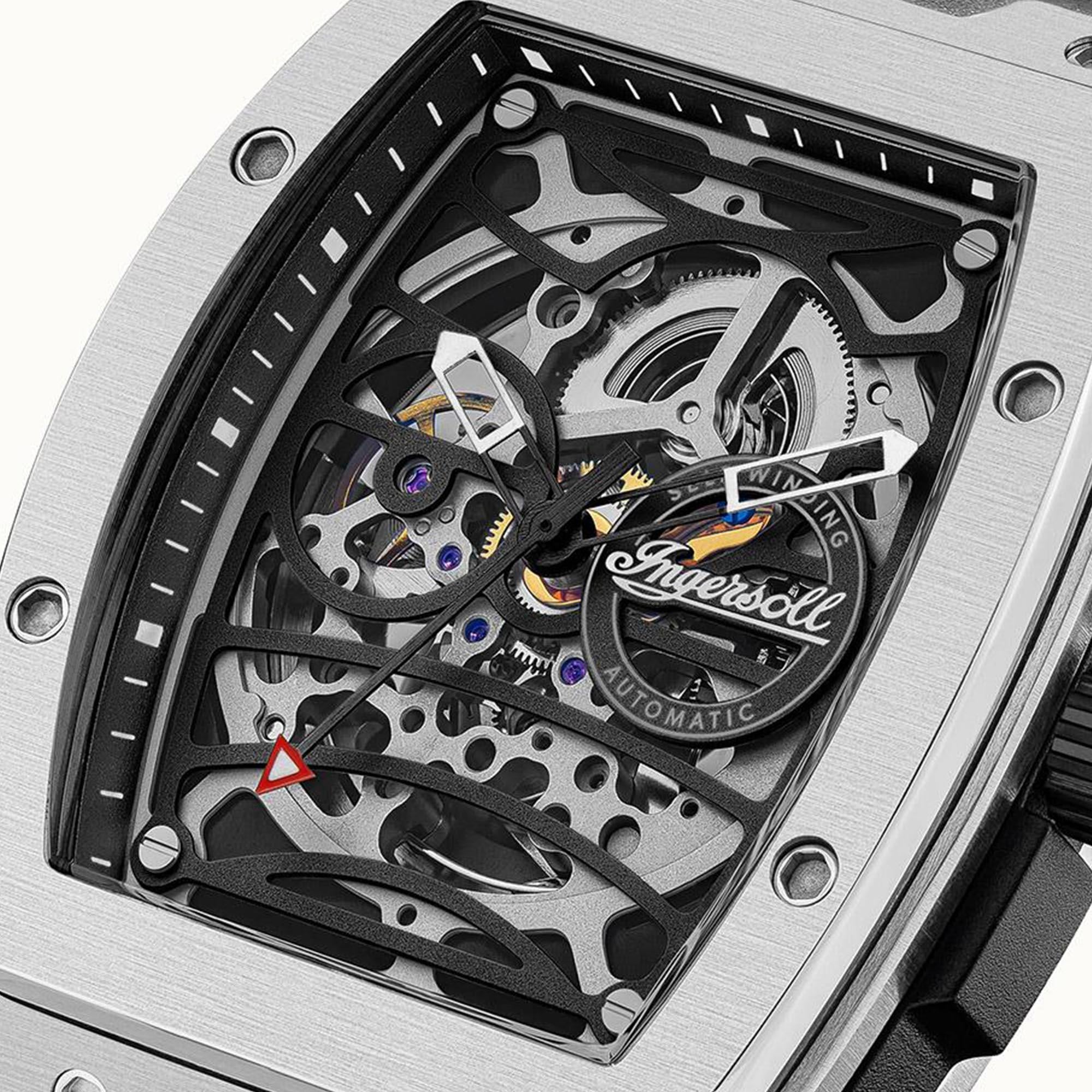Ingersoll 1892 ‘The Challenger’ Automatic Skeleton Dial Black Rubber Strap Men's Watch I12301