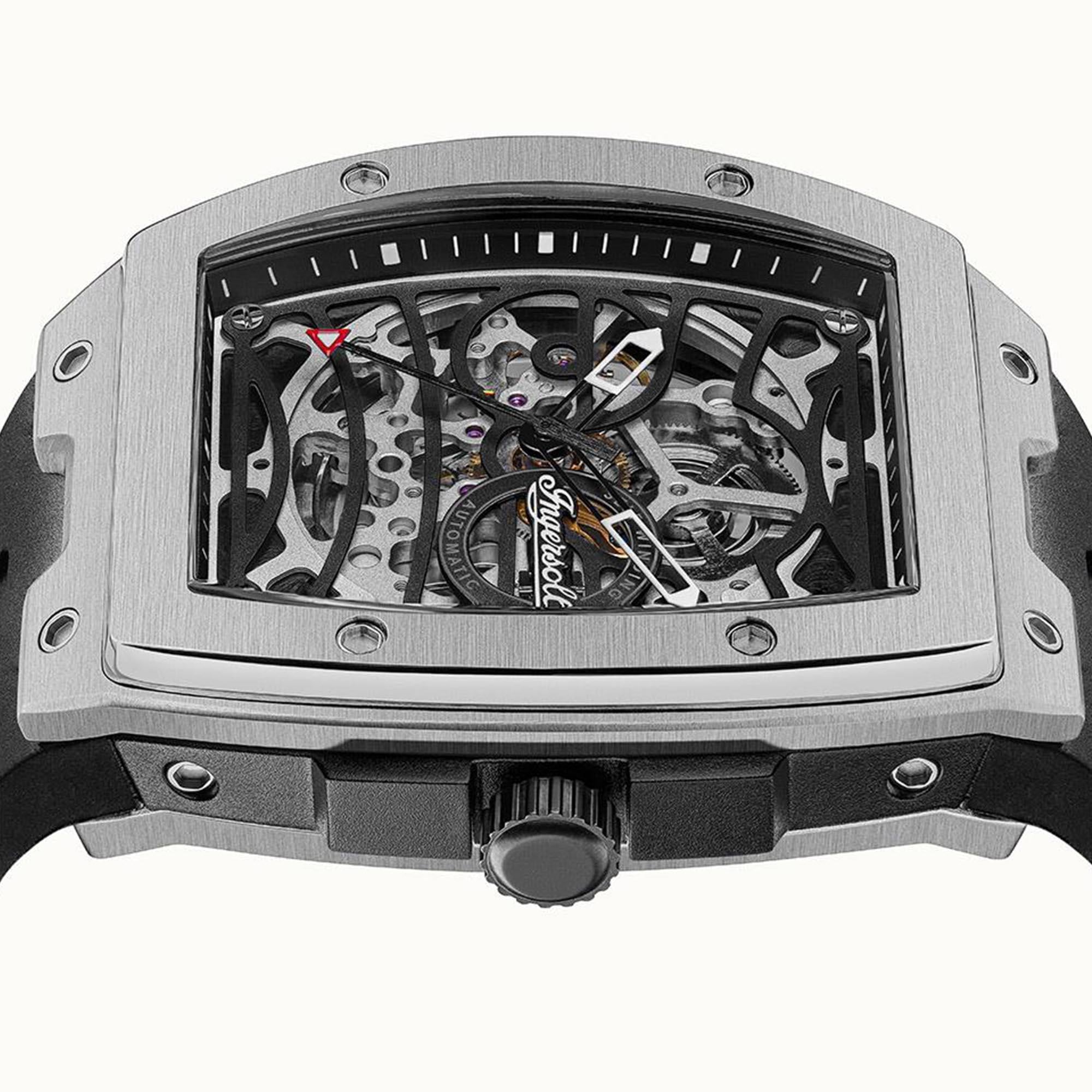 Ingersoll 1892 ‘The Challenger’ Automatic Skeleton Dial Black Rubber Strap Men's Watch I12301
