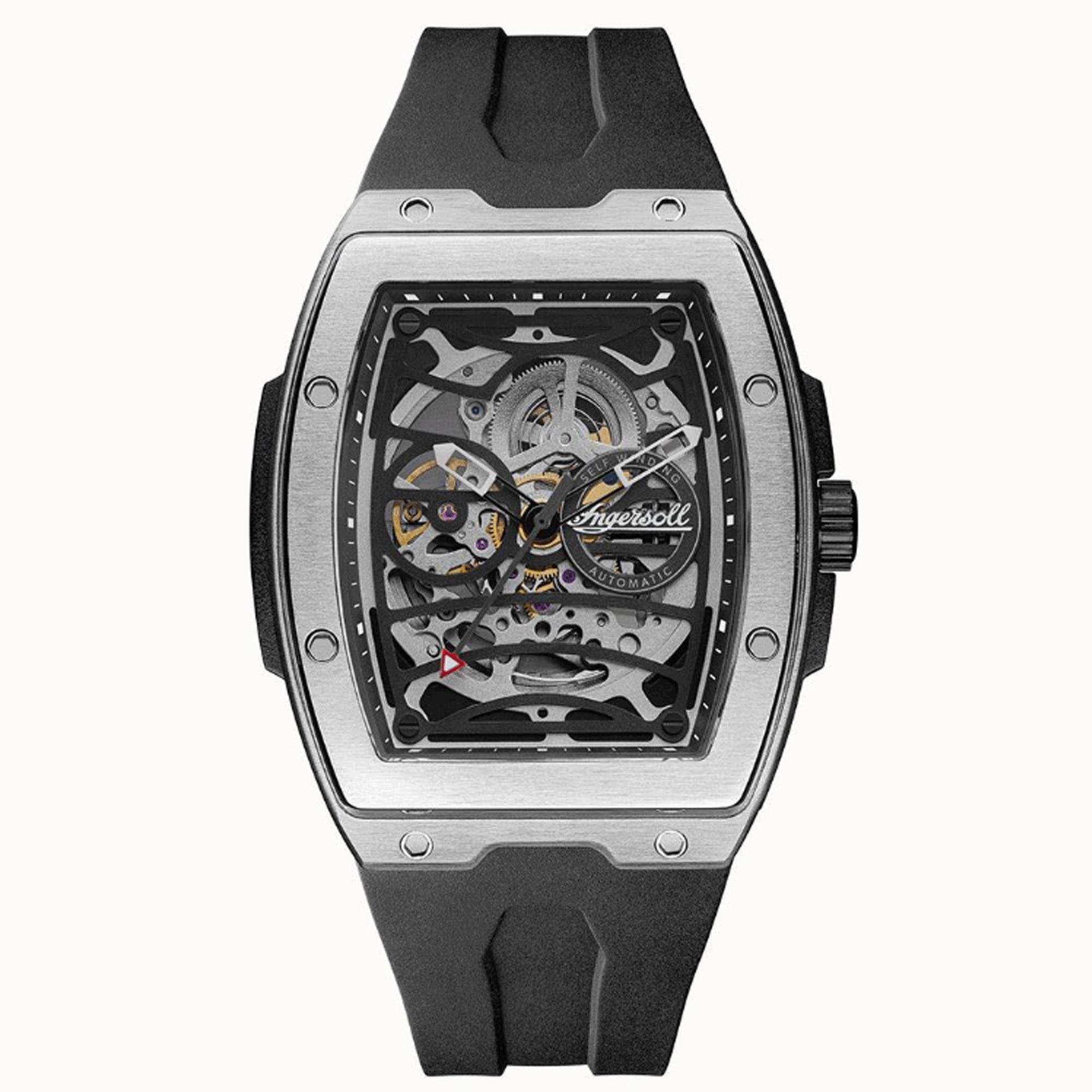 Ingersoll 1892 ‘The Challenger’ Automatic Skeleton Dial Black Rubber Strap Men's Watch I12301