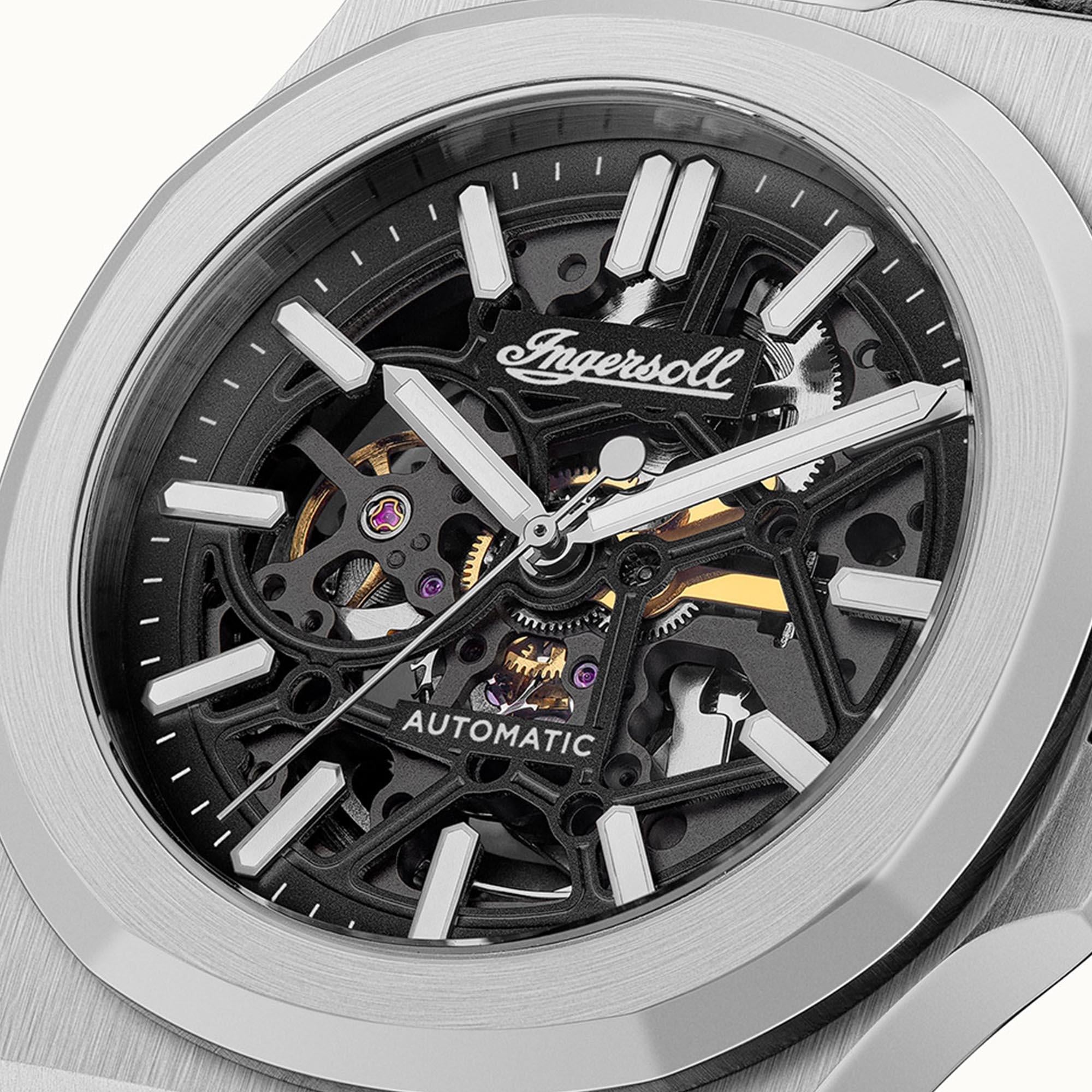 Ingersoll  The Catalina  Automatic Black Dial Black Leather Strap Men's Watch I12502
