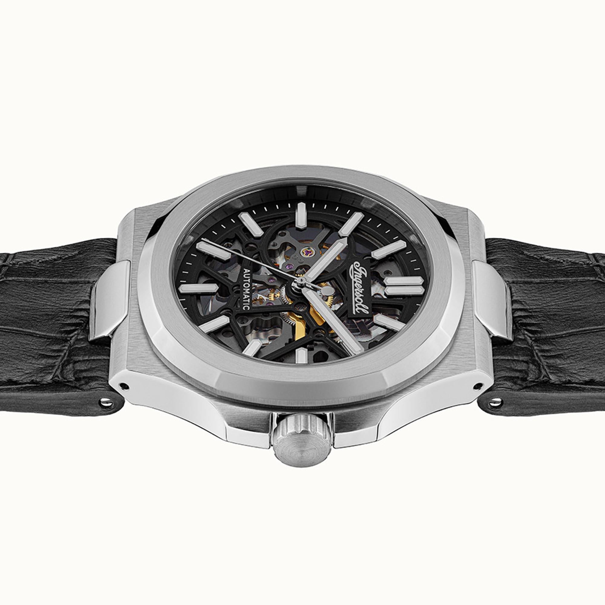 Ingersoll  The Catalina  Automatic Black Dial Black Leather Strap Men's Watch I12502