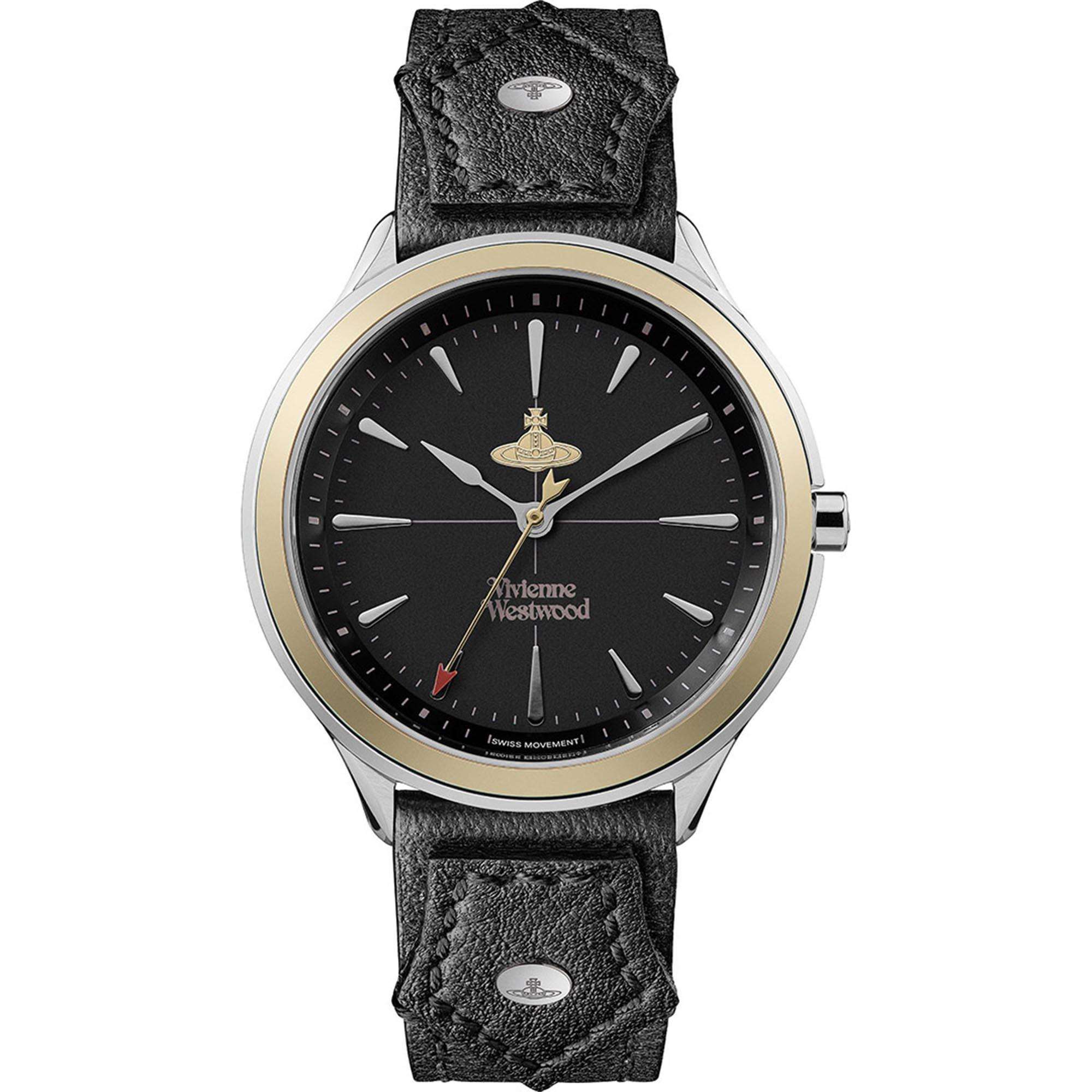 Vivienne Westwood The Elcho Quartz Black Dial Black Leather Strap Ladies Watch VV255SGBK