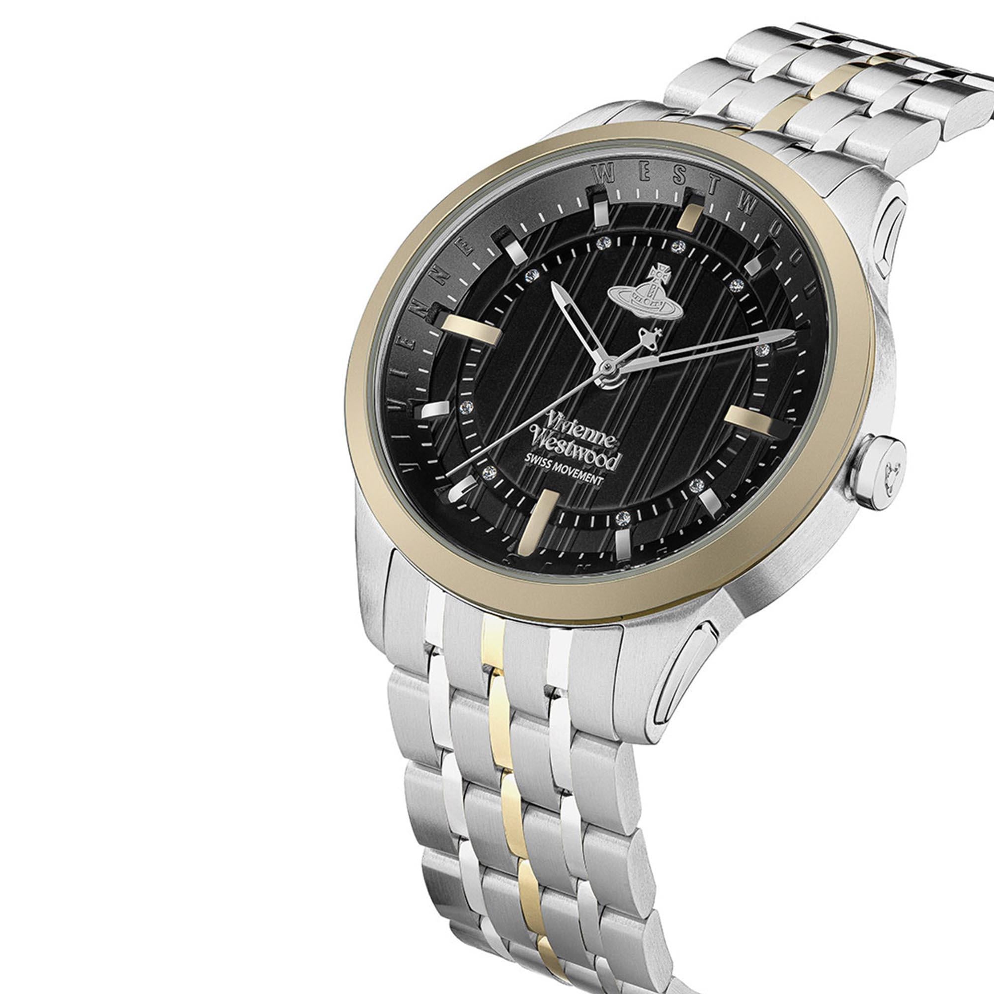 Vivienne Westwood East End Quartz Black Dial Stainless Steel Bracelet Ladies Watch VV262BKSG