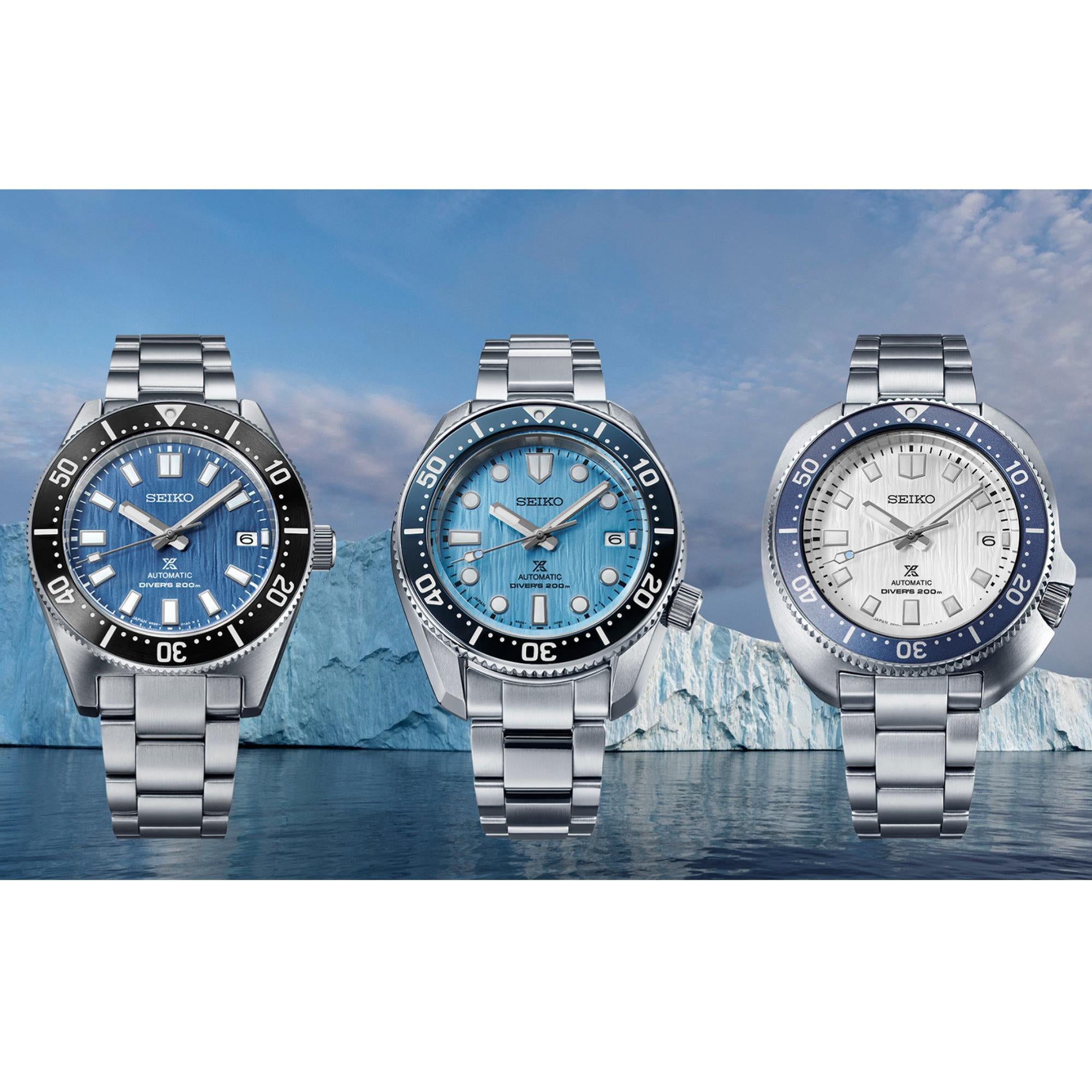 Seiko Prospex Save The Ocean Glacier 1965 Re-Interpretation Automatic Blue Dial Stainless Steel Bracelet Men’s Watch SPB297J1