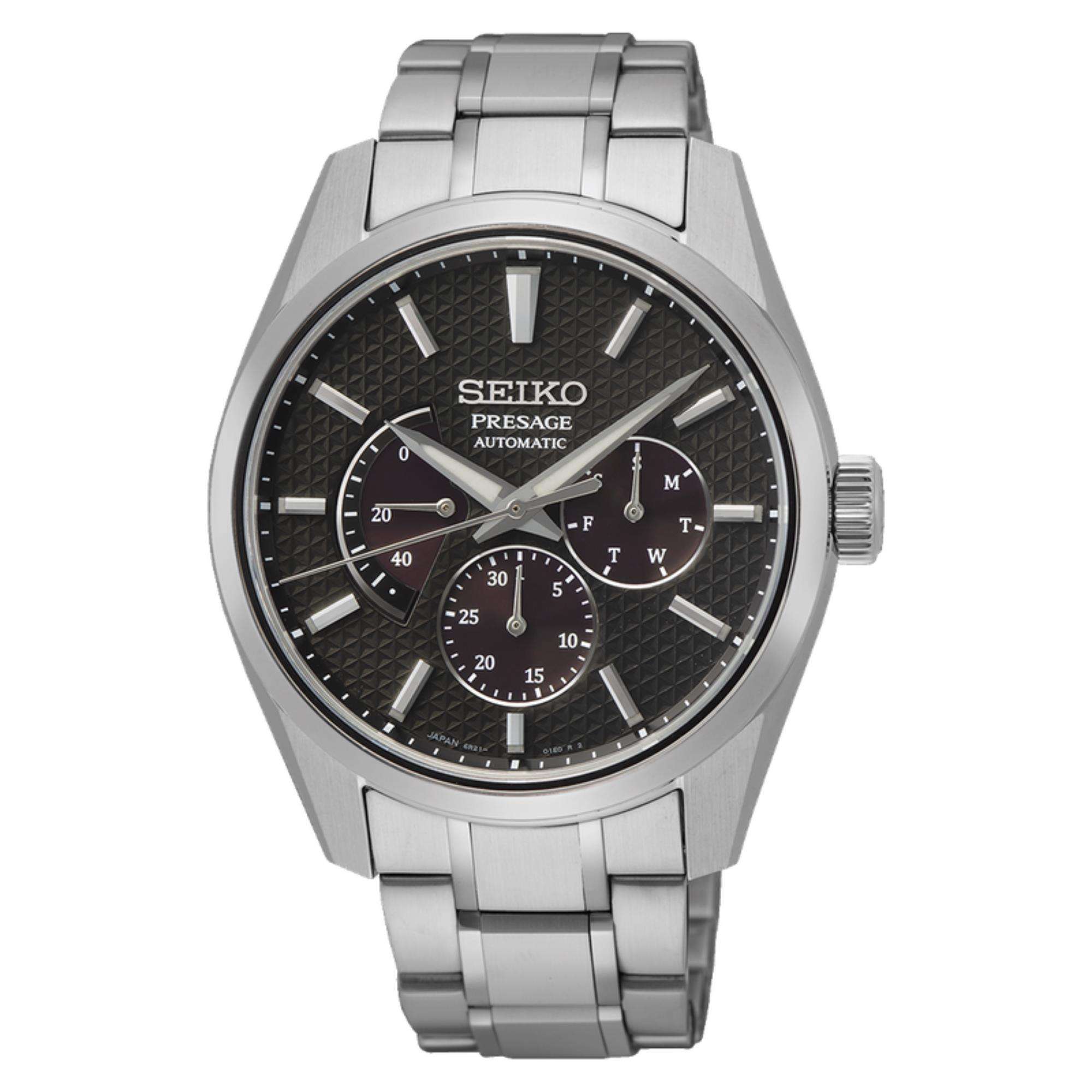 Seiko Presage Sharp Edged "Kurotobi" Russet Automatic Brown Dial Stainless Steel Bracelet Men's Watch SPB307J1
