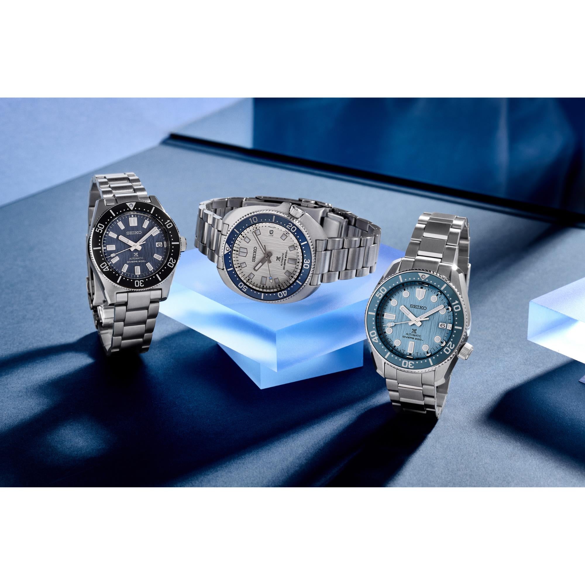 Seiko Prospex Glacier Save The Ocean 1968 Re-Interpretation Automatic Blue Dial Stainless Steel Bracelet Men's Watch SPB299J1
