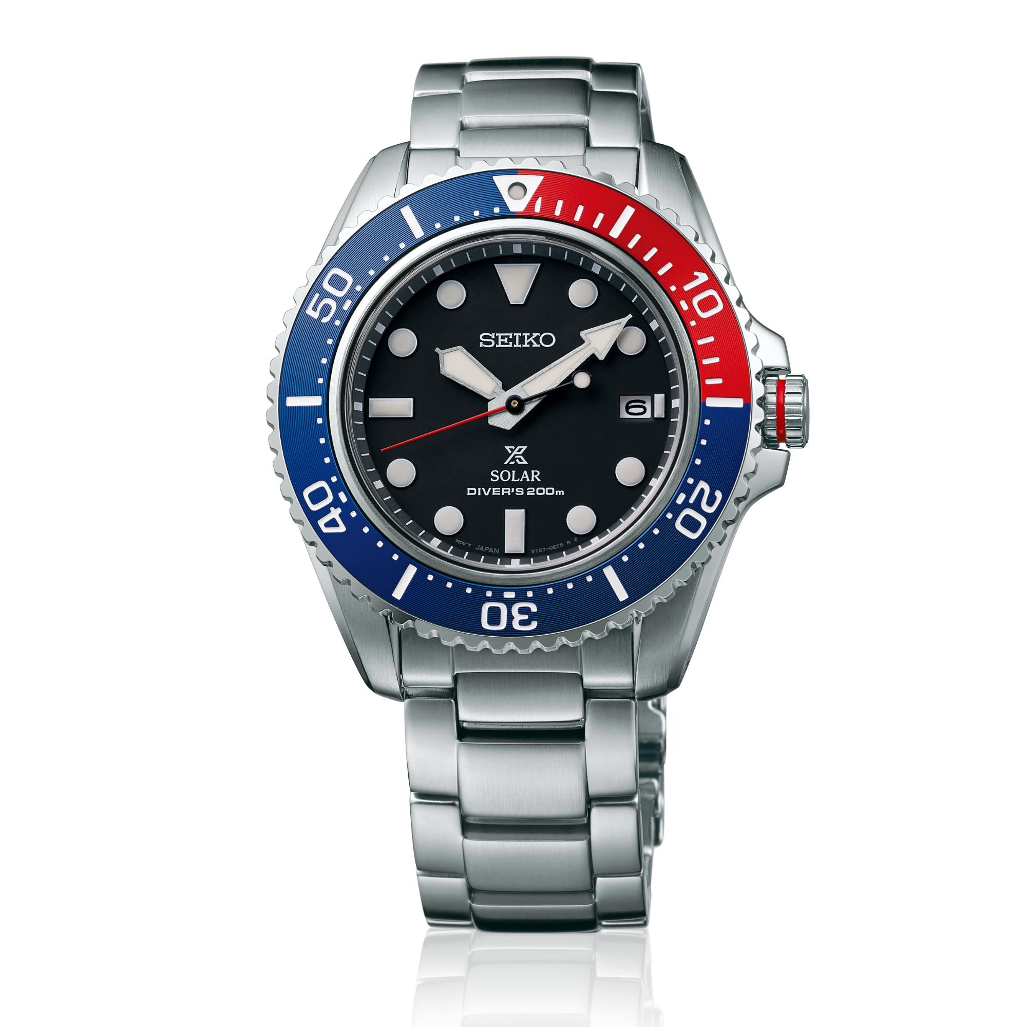 Seiko Prospex Solar Quartz Black Dial Stainless Steel Bracelet Men's Watch SNE591P1
