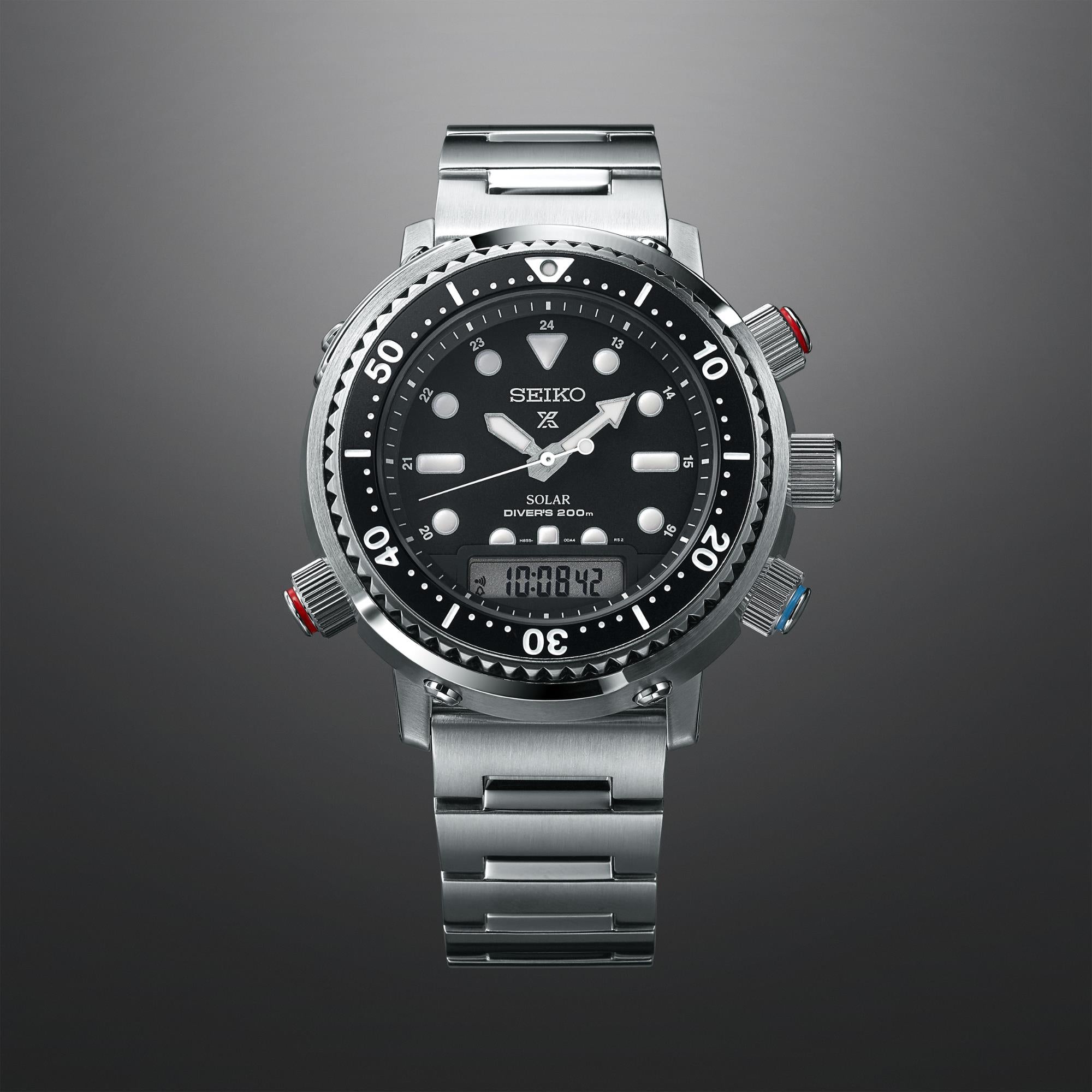 Seiko Prospex Solar Arnie Hybrid Divers 40th Anniversary Automatic Black Dial Stainless Steel Bracelet SNJ033P1