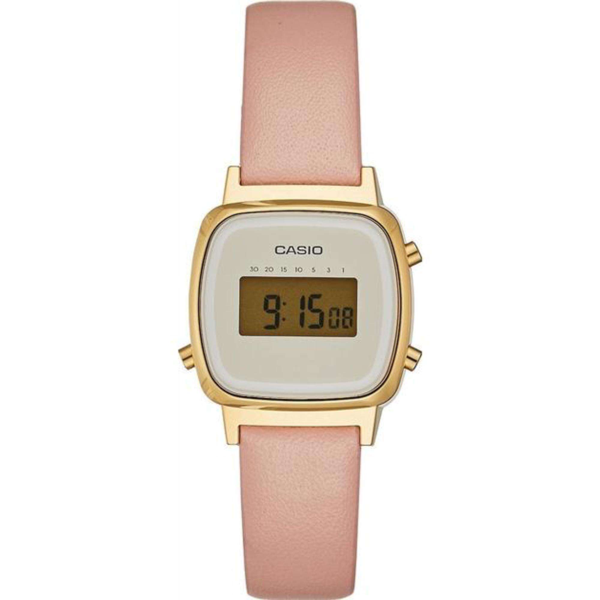 Casio Collection Quartz Digital Pink Leather Strap Ladies Watch LA670WEFL-4A2EF