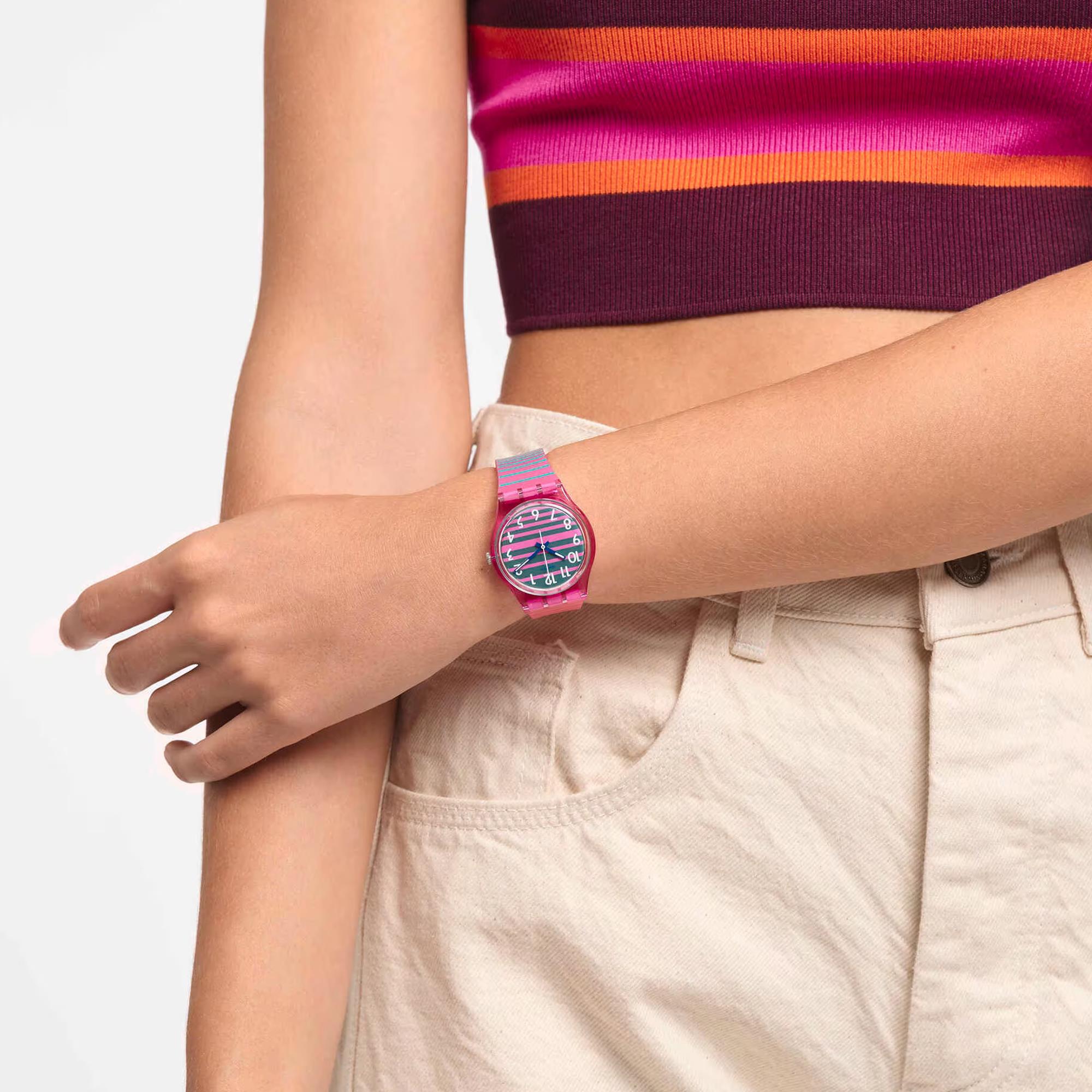 Gent Electrifying Summer Quartz Multi-Coloured Dial Pink Silicone Strap Unisex Watch SO28P105