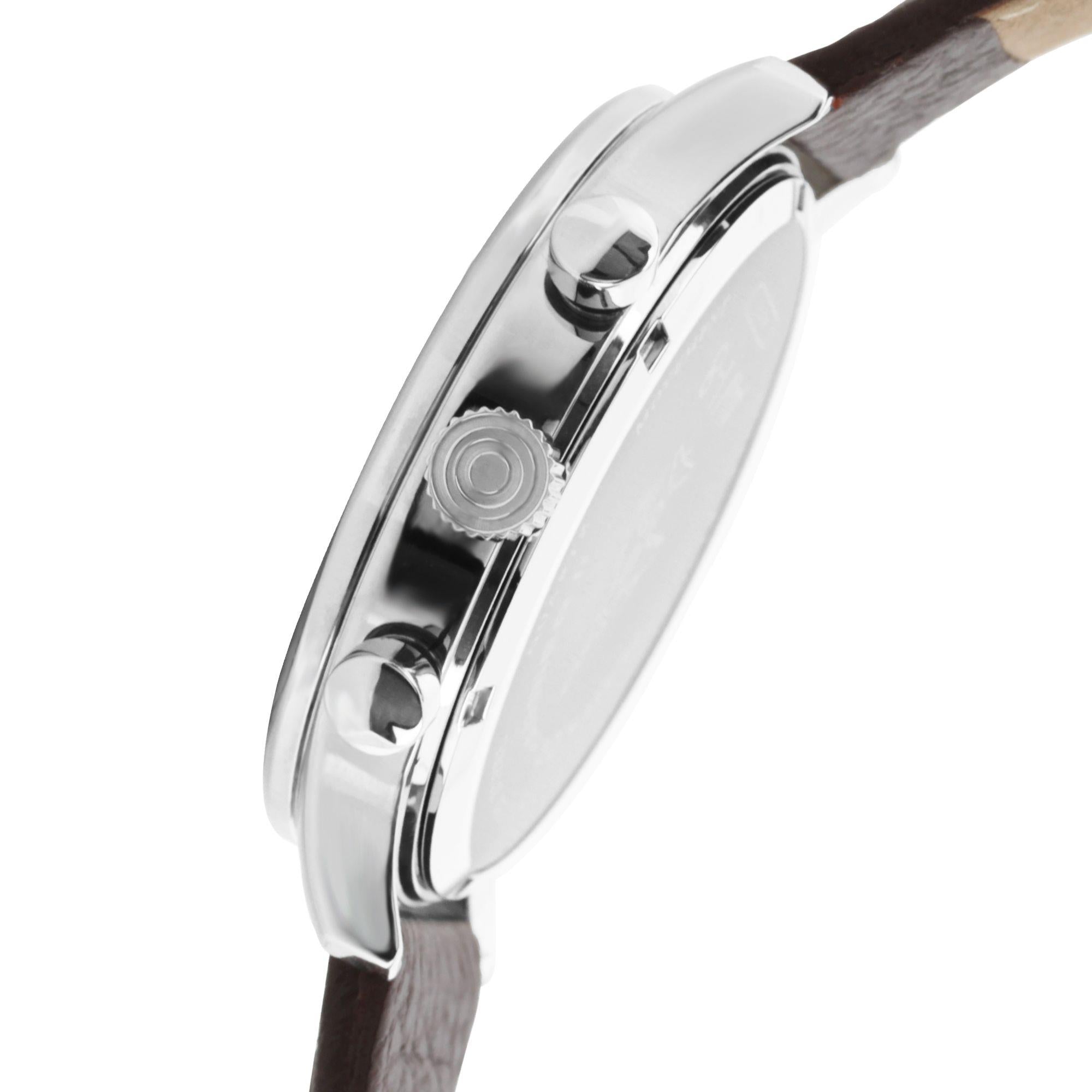The AVI-8 Hawker Hurricane Classic Chronograph White Dial Brown Leather Strap Mens Watch AV-4011-01