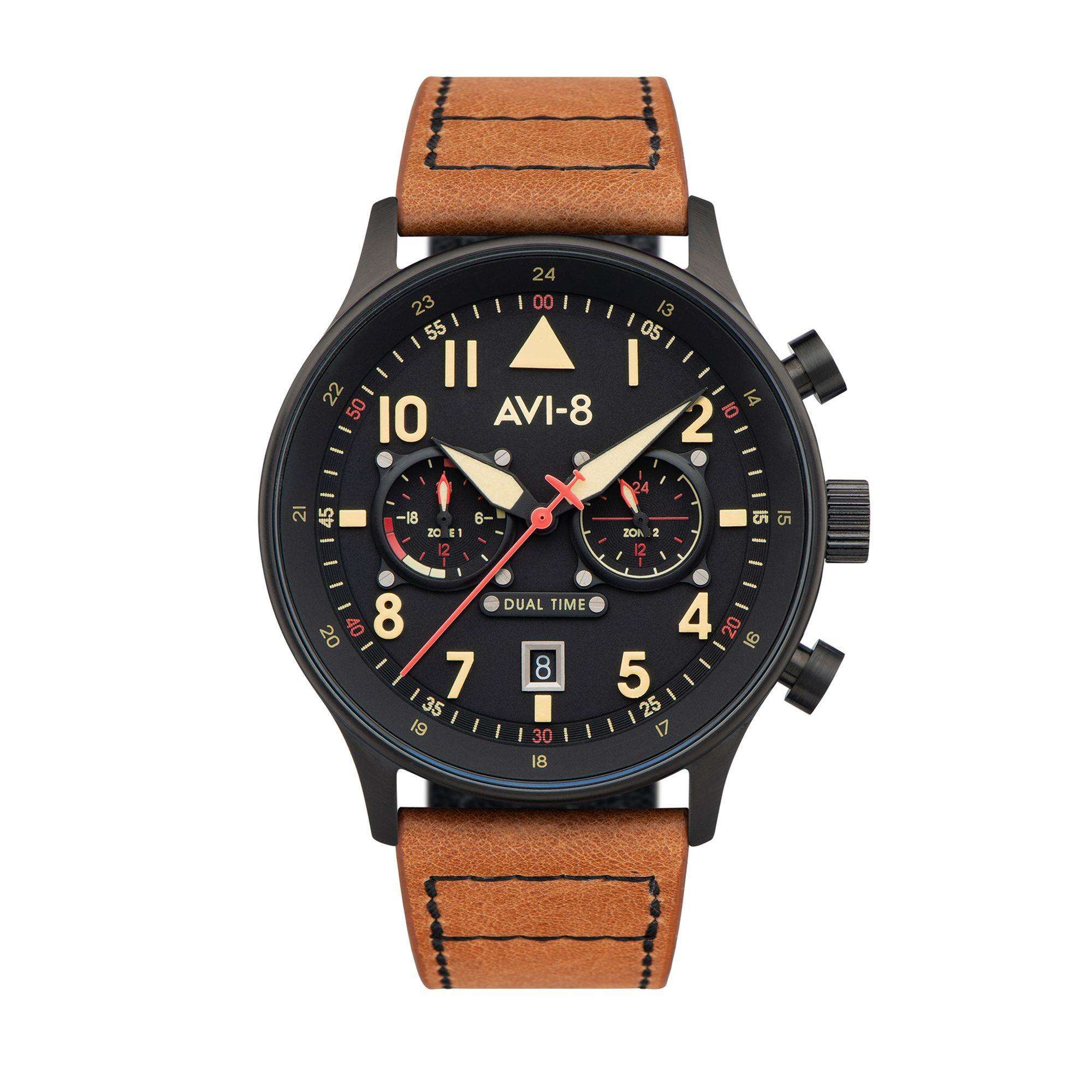 AVI-8 Hawker Hurricane Carey Dual Time Debden Mens Watch AV-4088-03