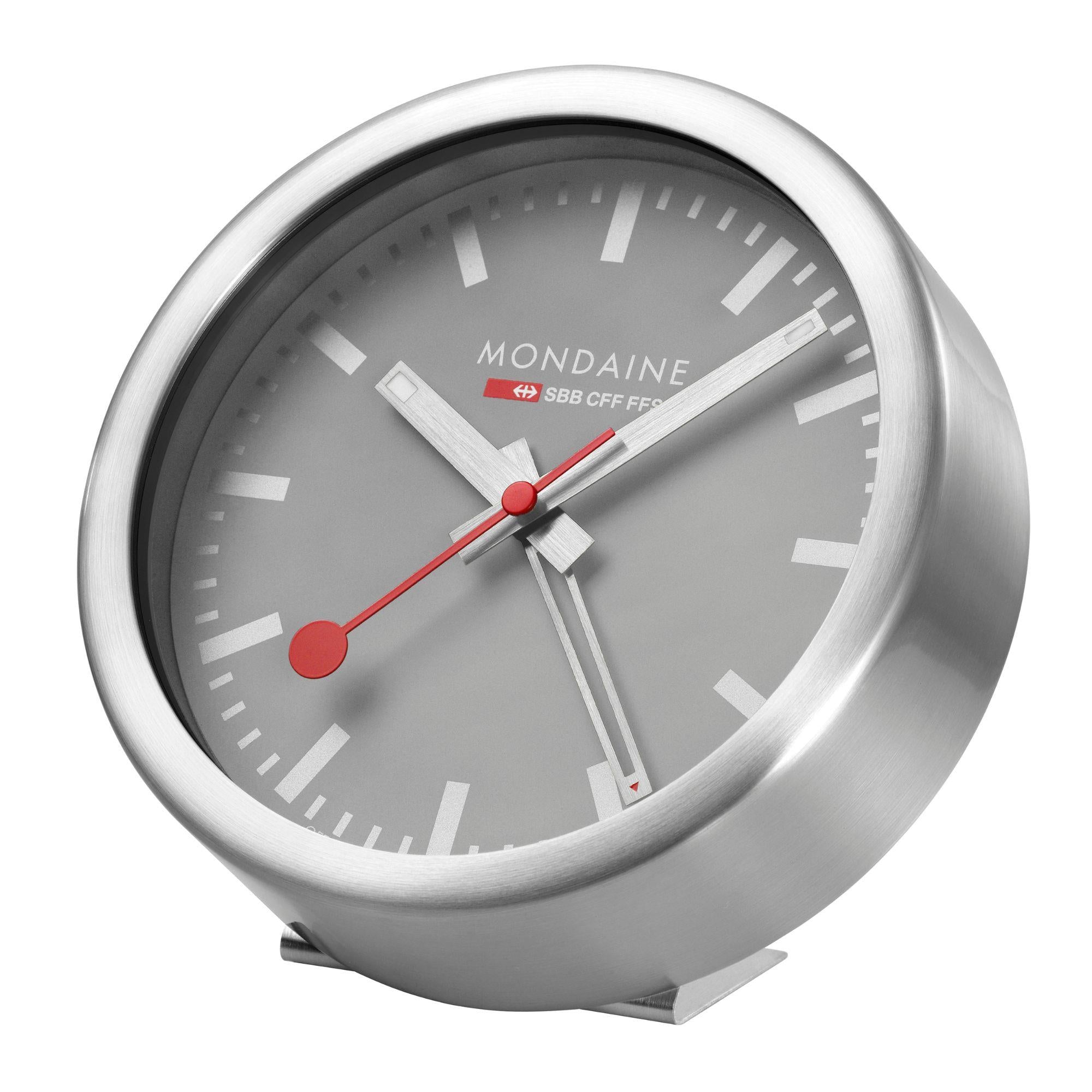 Mondaine Wecker Grey Aluminium Clock A997.MCAL.86SBV