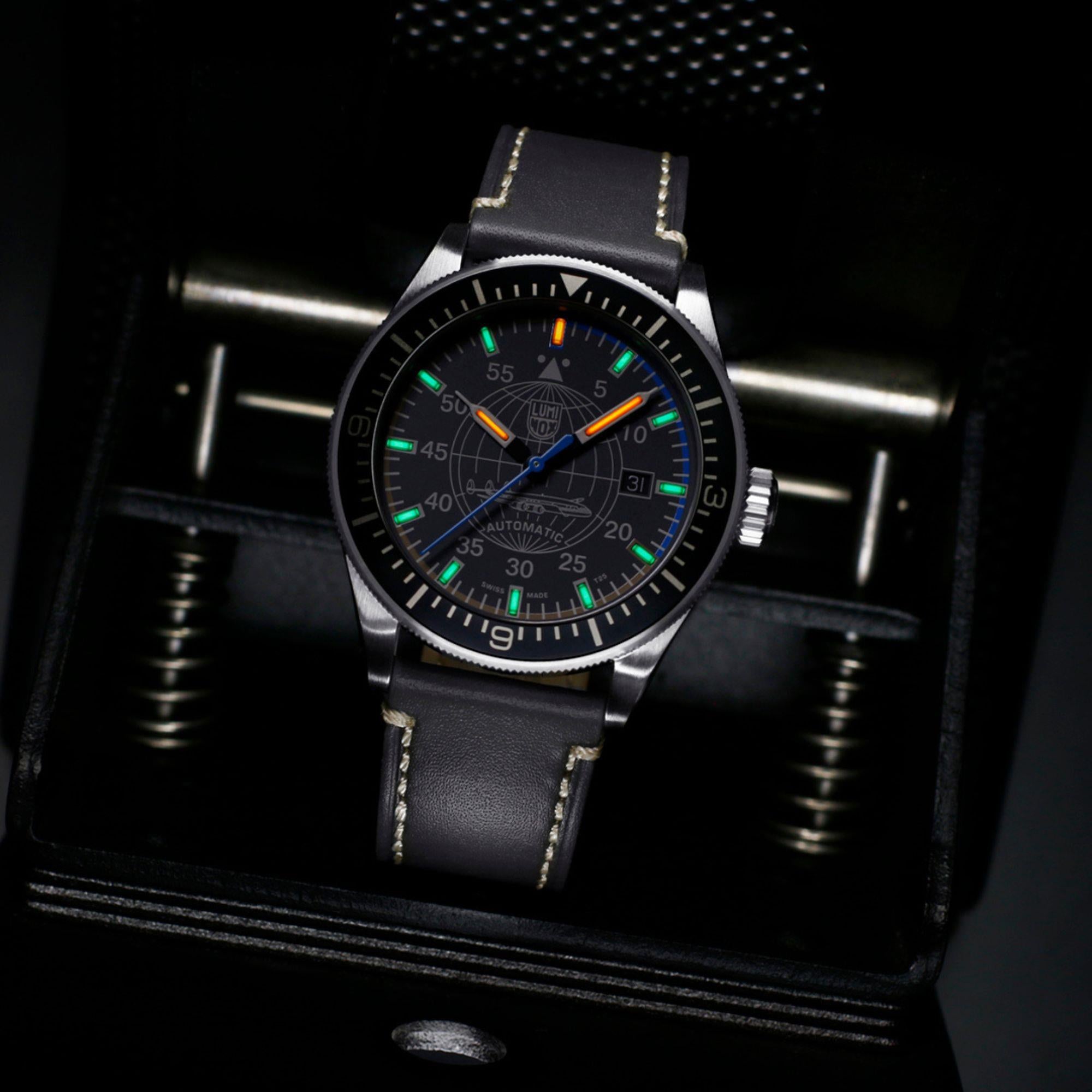 Luminox Air Automatic Constellation 9600 Series Grey Dial Leather Strap Men's Watch XA.9602