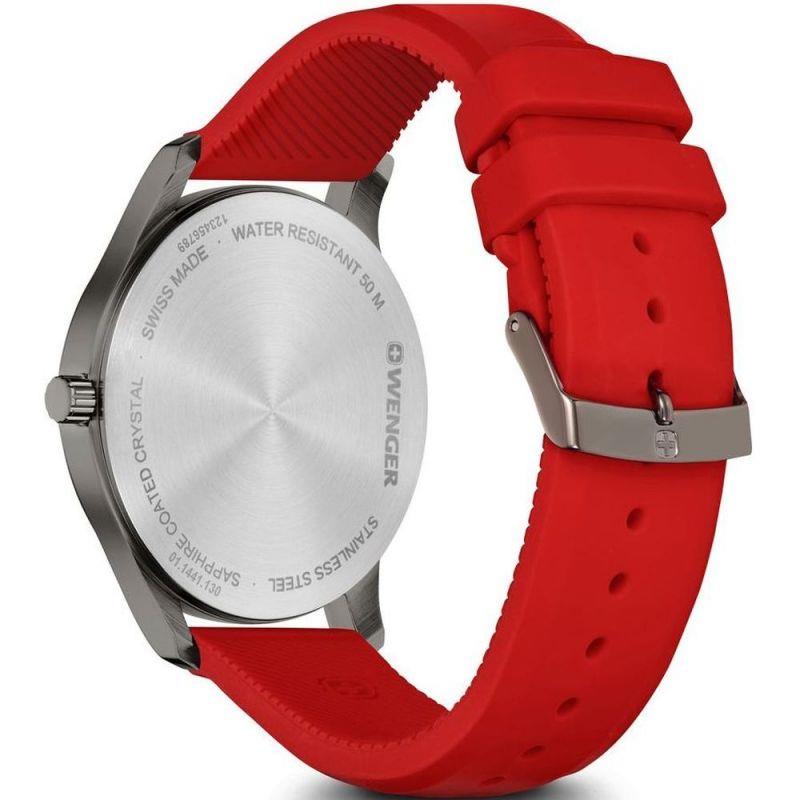Wenger City Sports Quartz Black Dial & Red Rubber Strap 01.1441.130