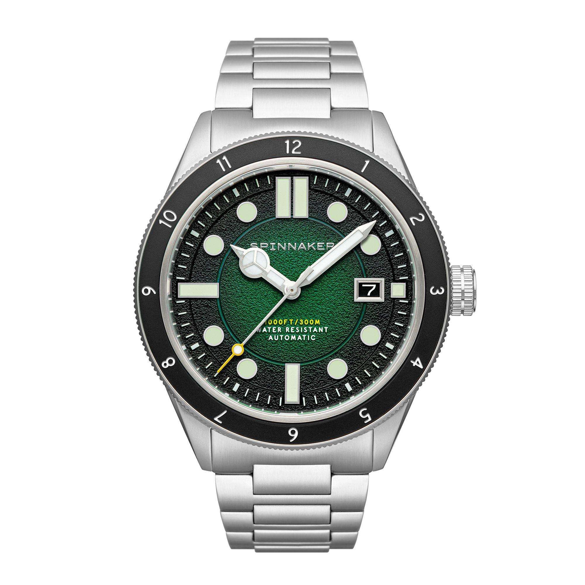 Spinnaker Cahill 300 Stone Green Dial Stainless Steel Bracelet Mens Watch SP-5096-33
